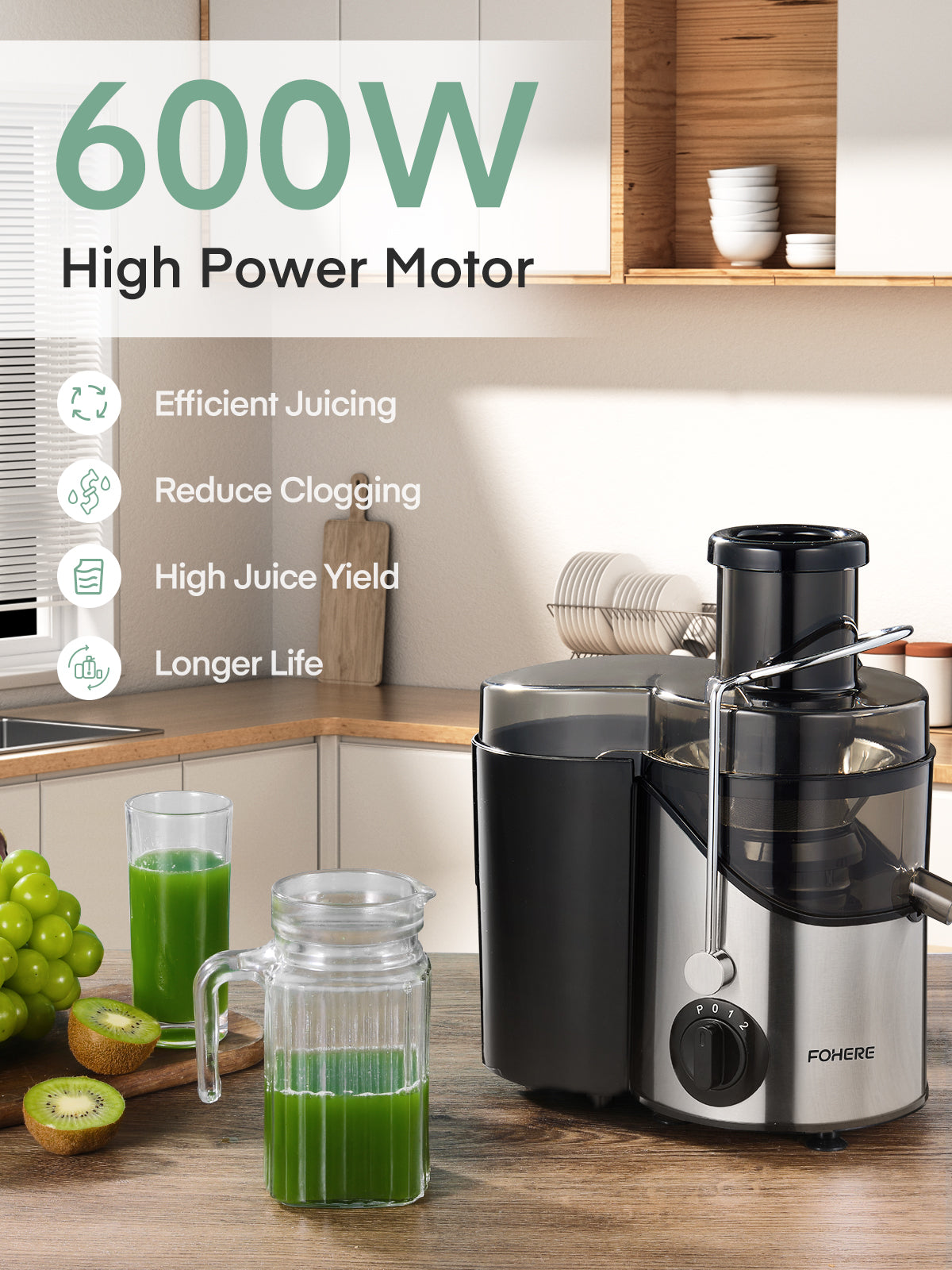Aicook Storcator centrifugal 600W gura 76mm argintiu