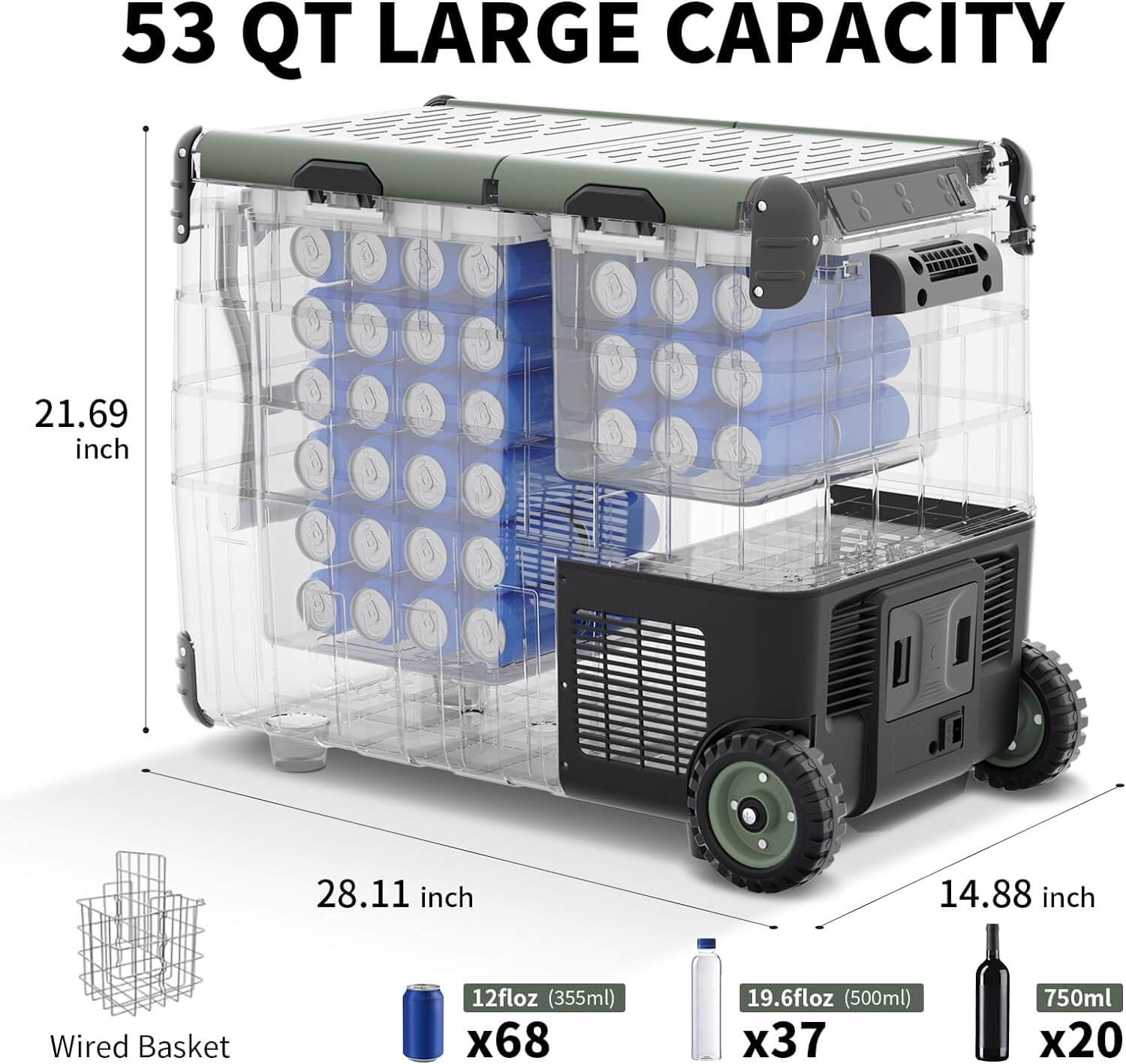 Aobosi lada frigorifica 53Qt 50L dual zone verde