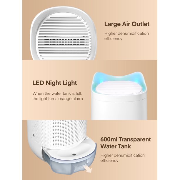iTvanila Mini dezumidificator electric 600 ml alb
