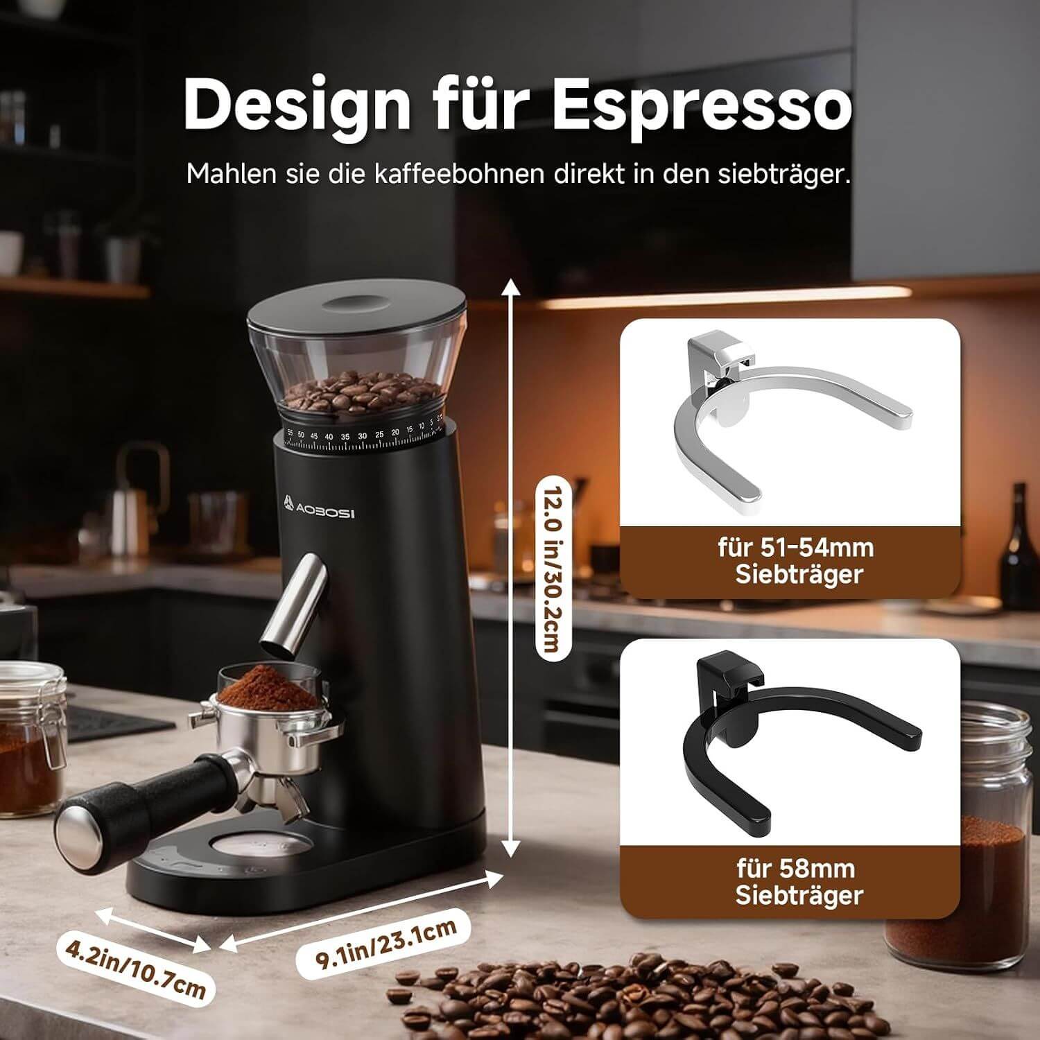 Aobosi Râșniță cafea wireless 40 mm 60 trepte
