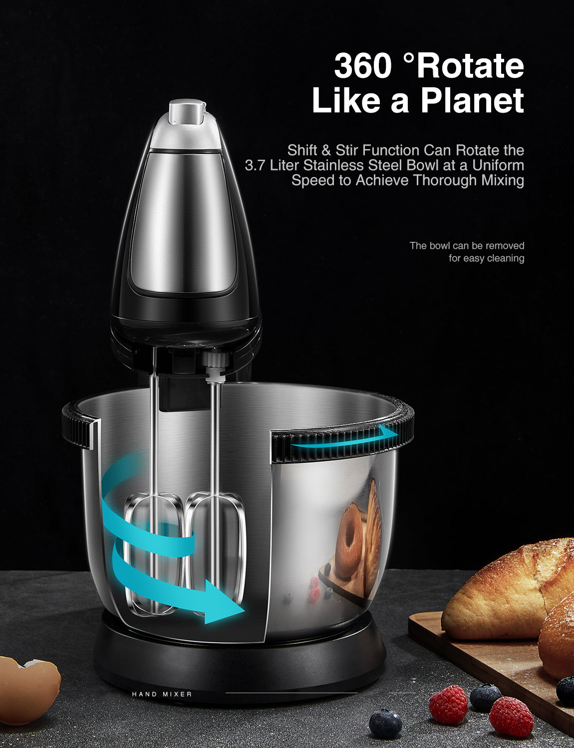 Aicook Mixer cu bol 3,5 l 5 viteze + turbo teluri