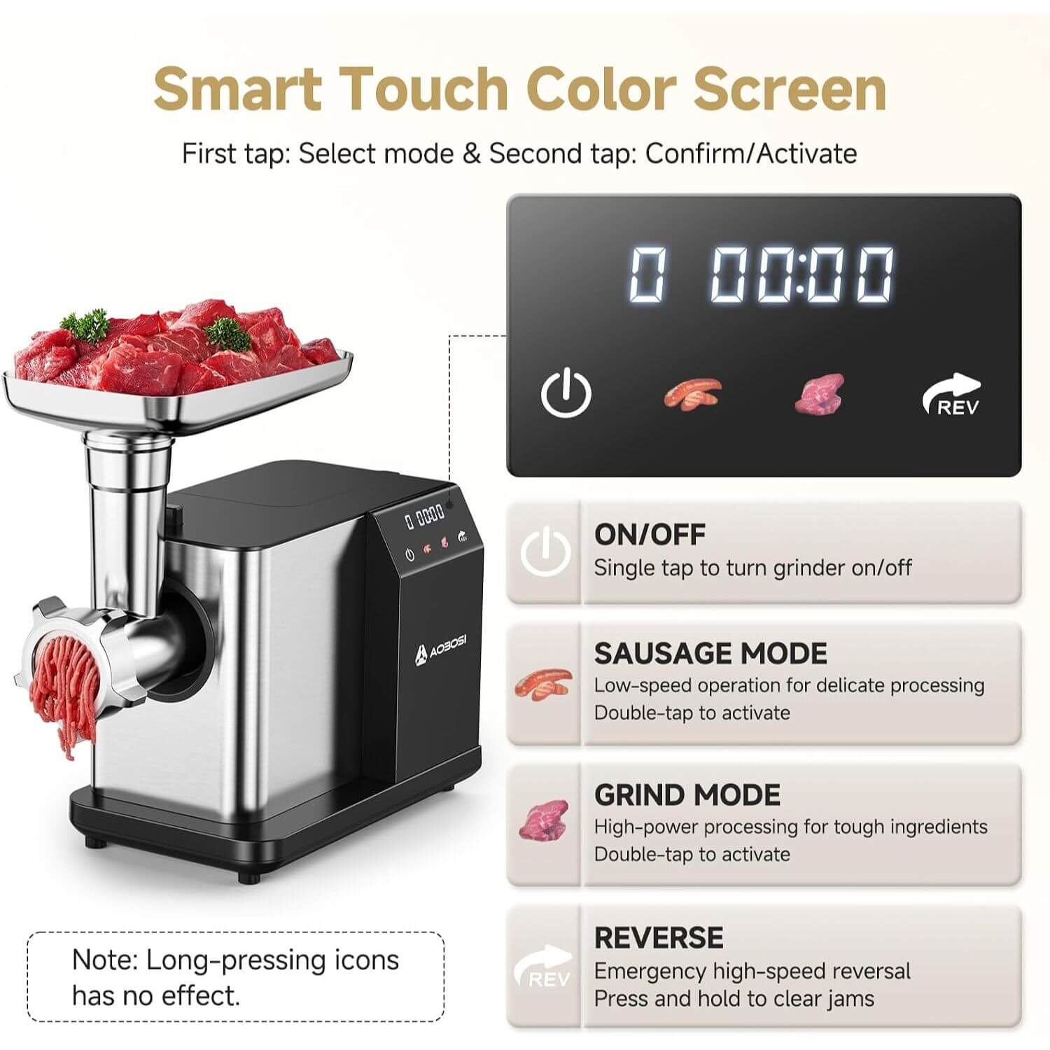Aobosi mașină tocat carne 3000W cu touch screen
