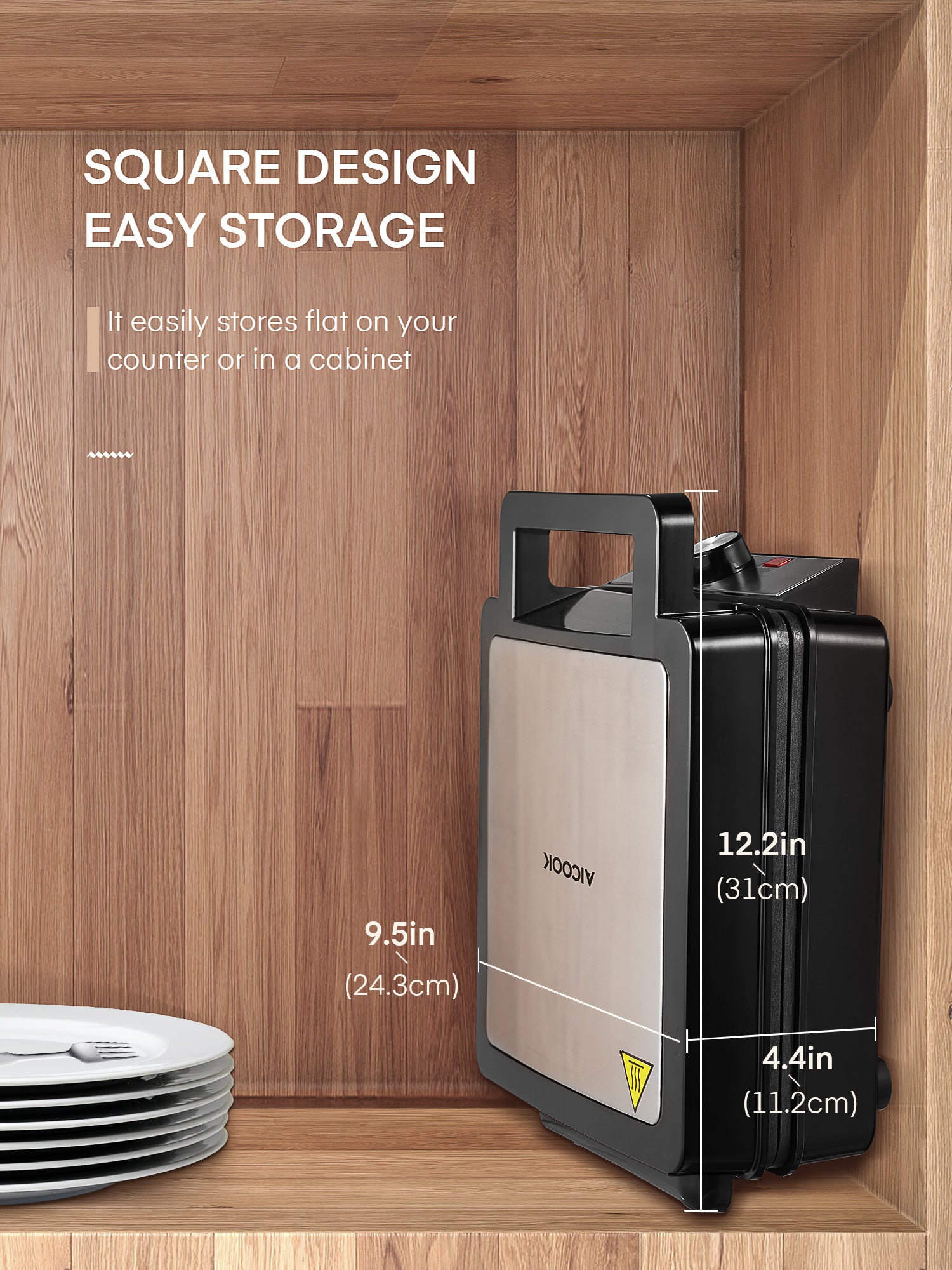 Aicook aparat vafe belgiene 4 felii 1200W inox