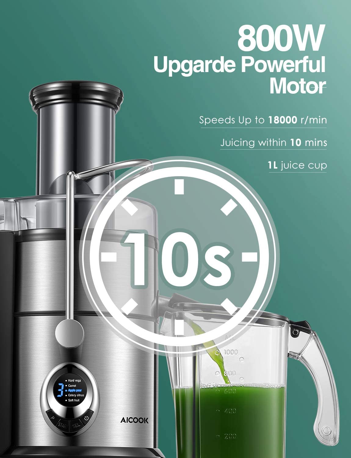 Aicook Touch storcator fructe centrifugal 800W 5 viteze