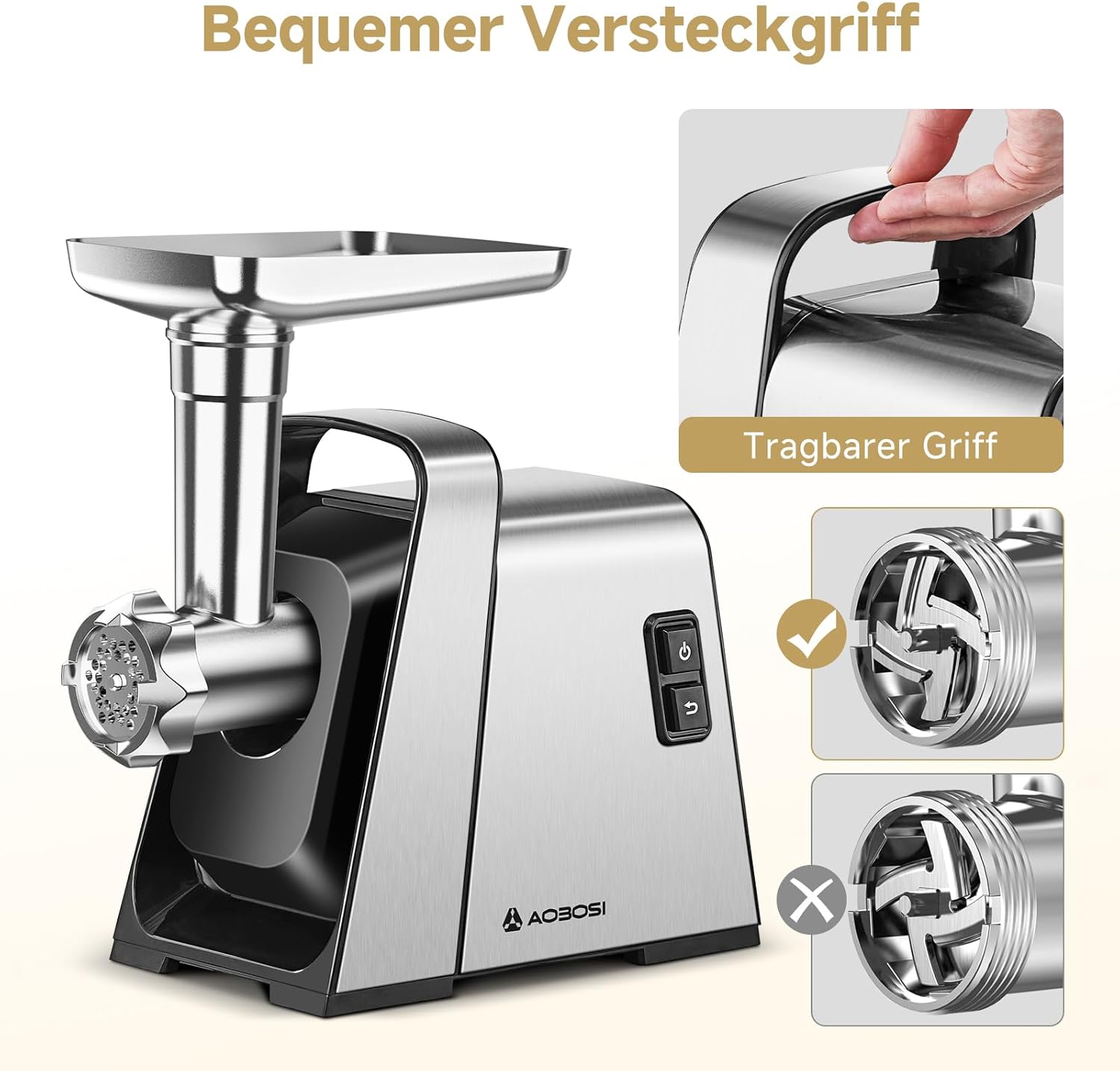 Aobosi 3-in-1 3000W masina de tocat carne revers
