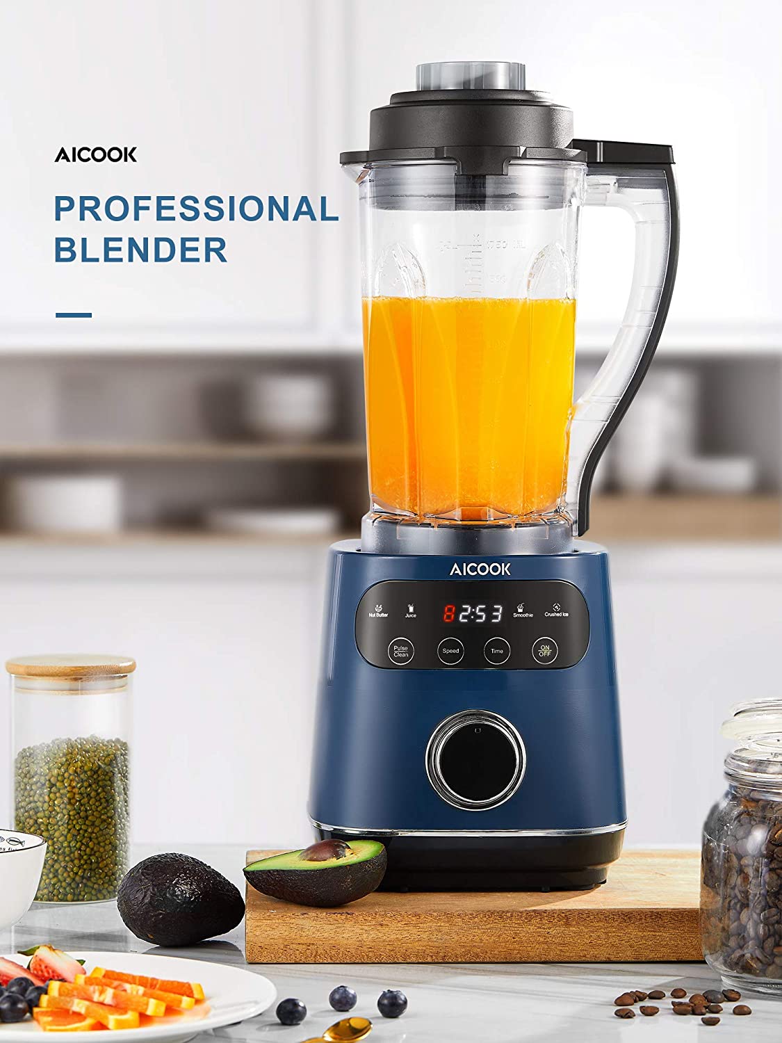 Aicook 1200W blender smoothie 9 viteze vas 1.7L touch albastru