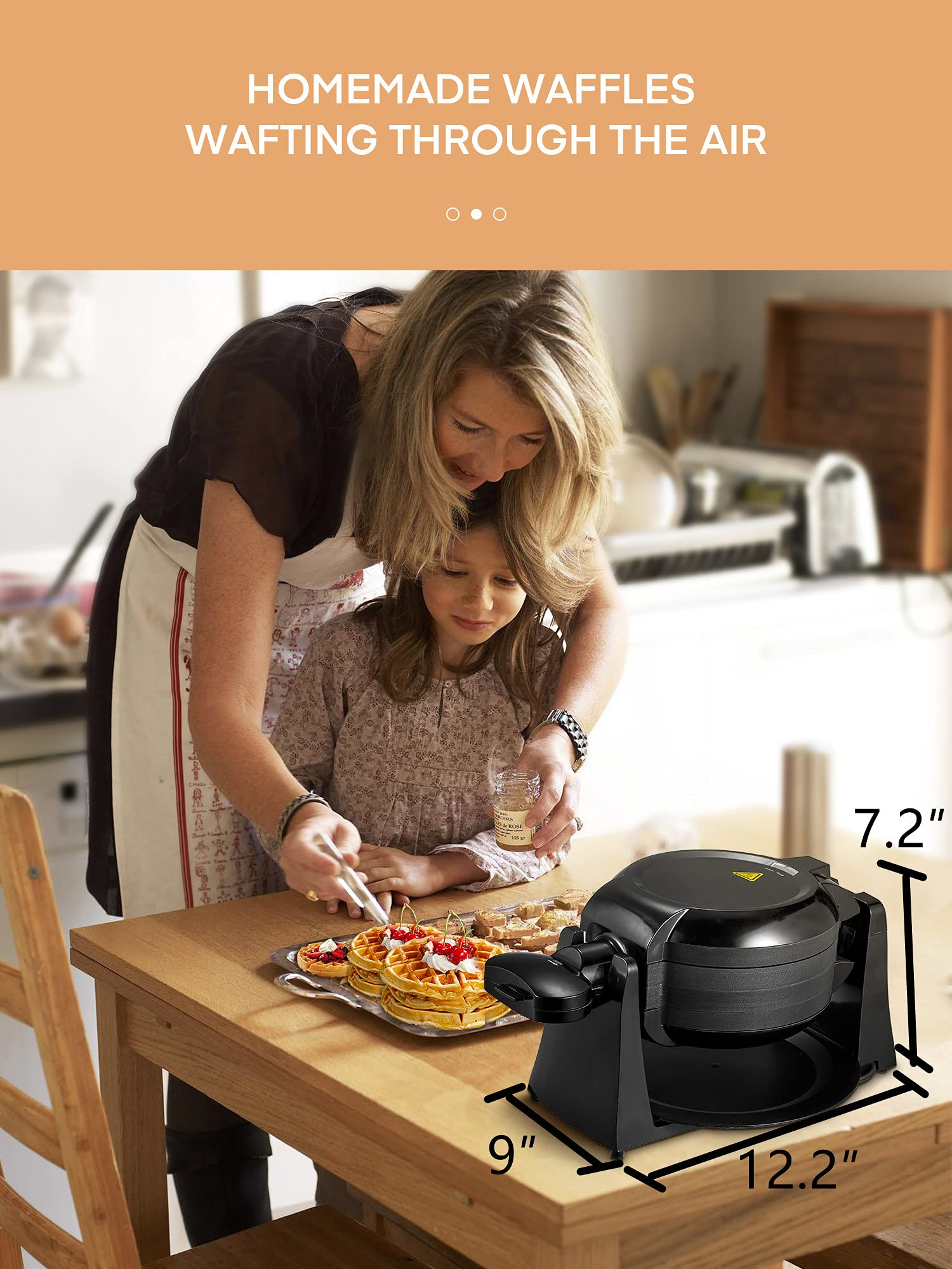 Aicook aparat vafe belgiene dublu flip 1400W negru