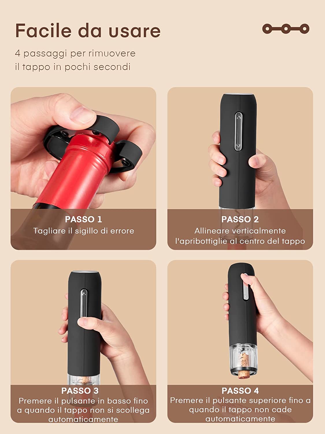 Aicook tirbuson electric 6 in 1 negru reincarcabil