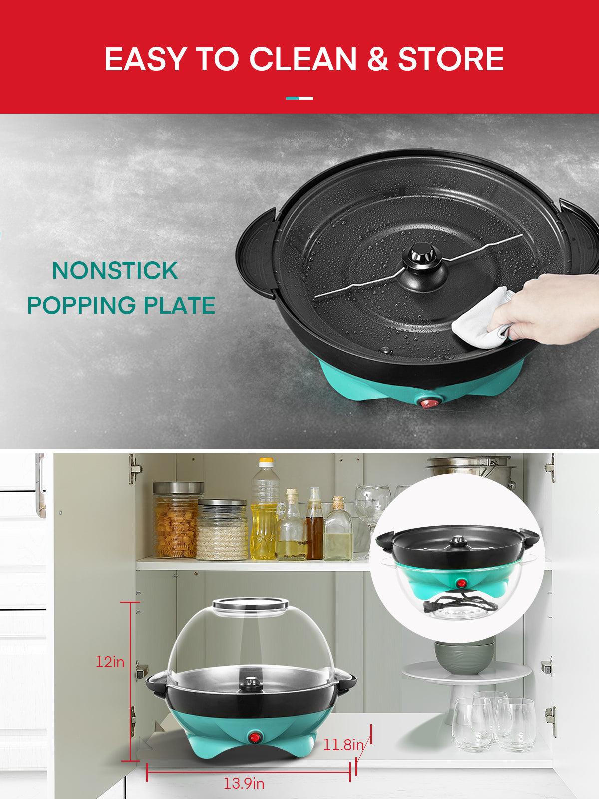 FOHER Mode906 aparat popcorn 6 QT 800W cu amestecare