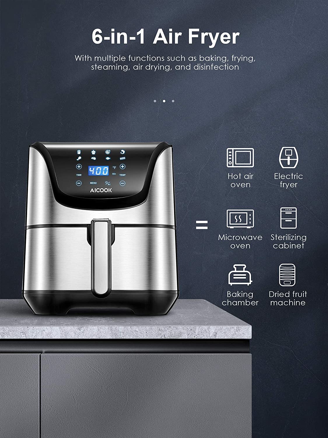 Aicook 5.8QT friteuza cu aer cald 5,5L antiaderenta