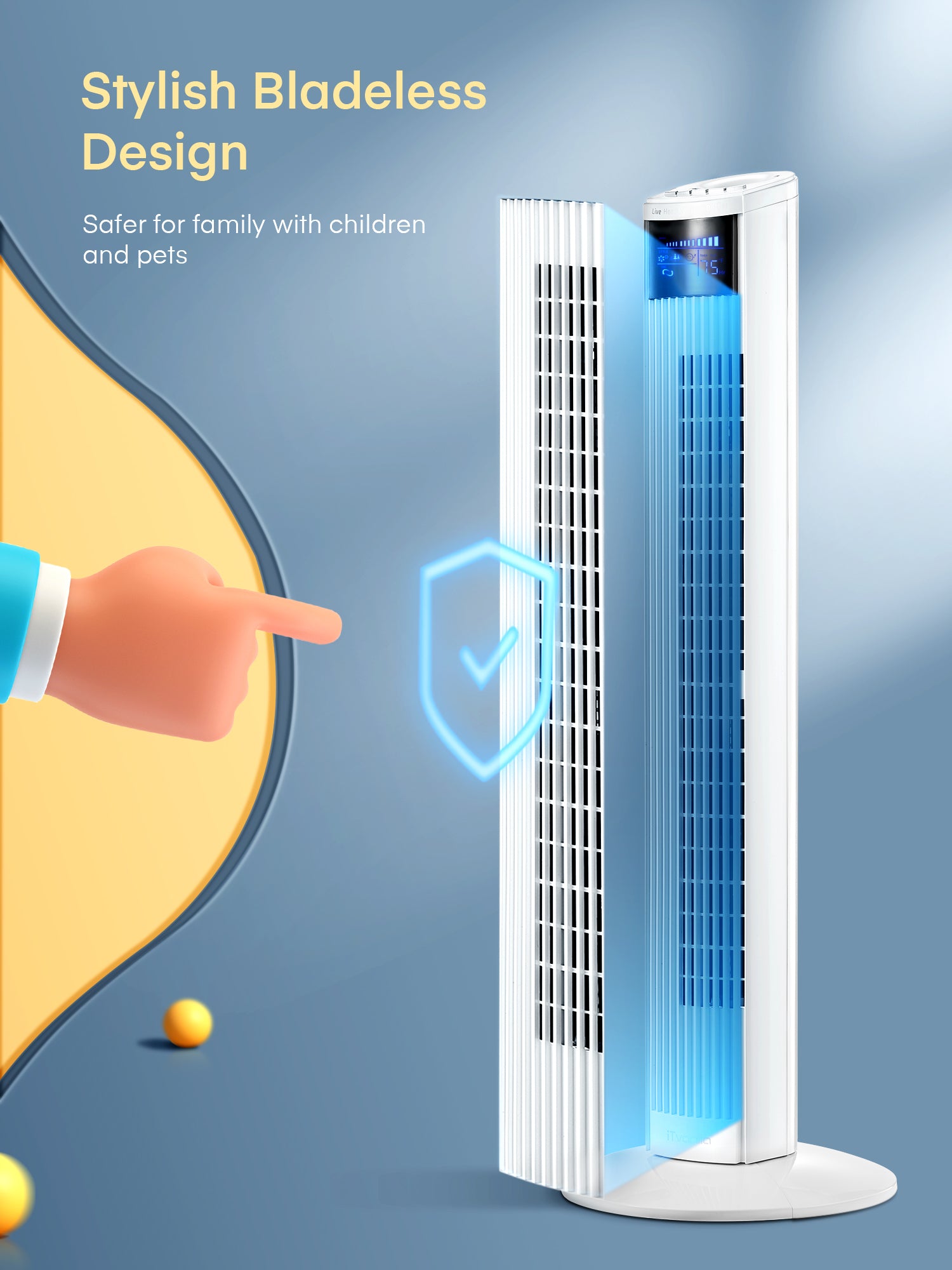 iTvanila ventilator turn alb 36” telecomandă 45W