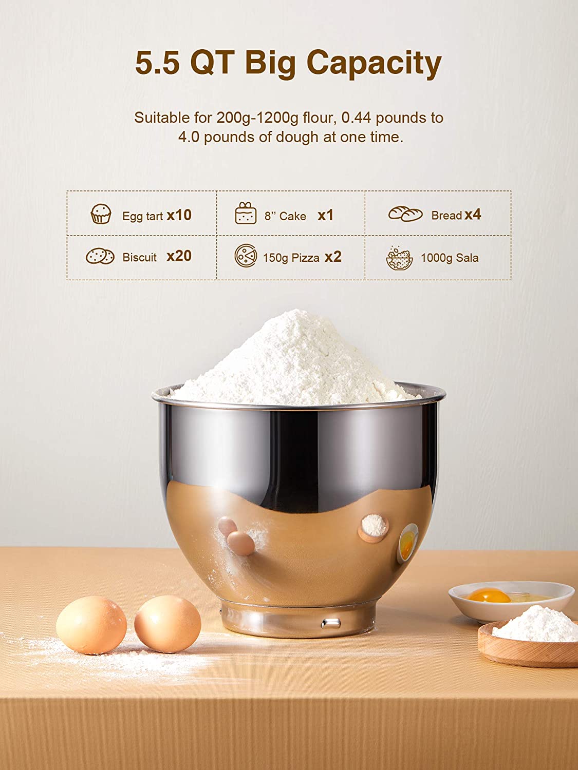 Kealive mixer planetar stativ 5.5L 6 viteze