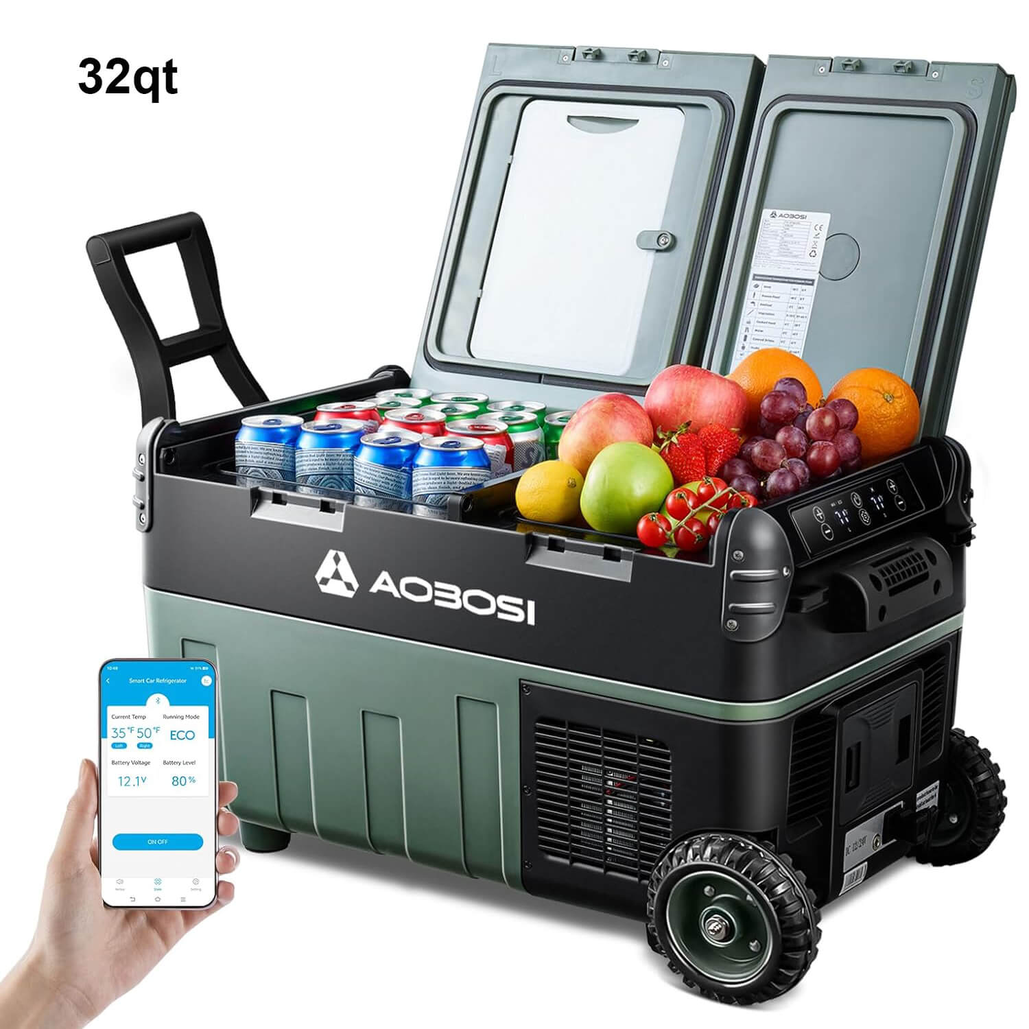 Aobosi lada frigorifica 53Qt 50L dual zone verde