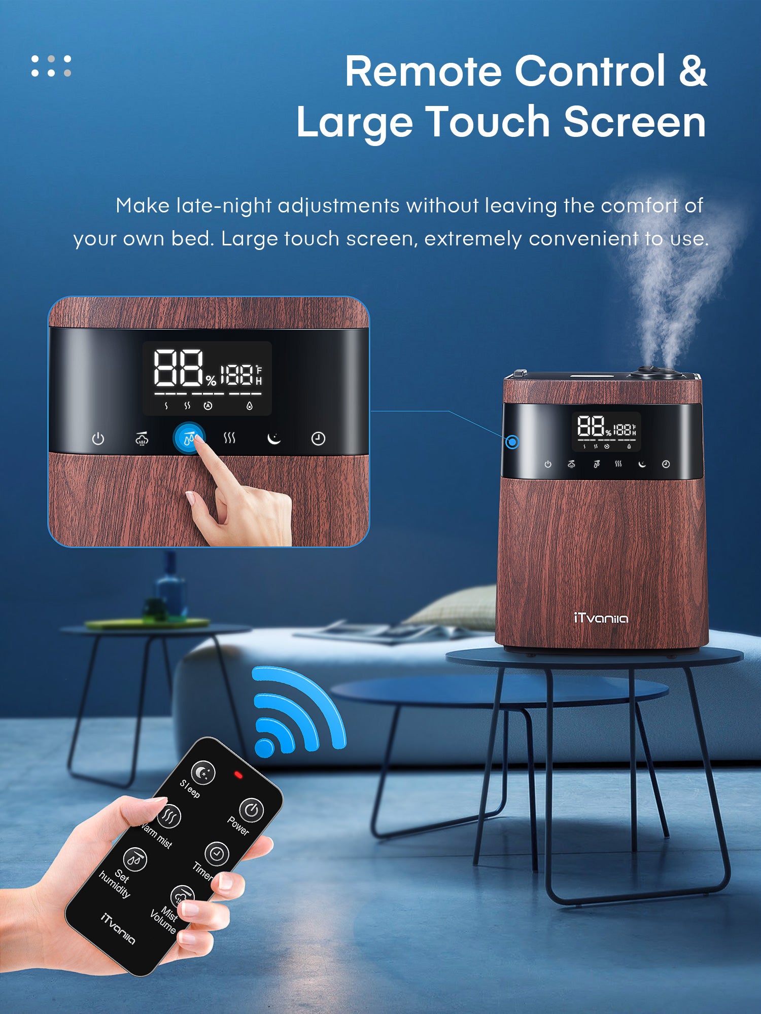 Aicook 5.5L umidificator ceata calda rece lemn