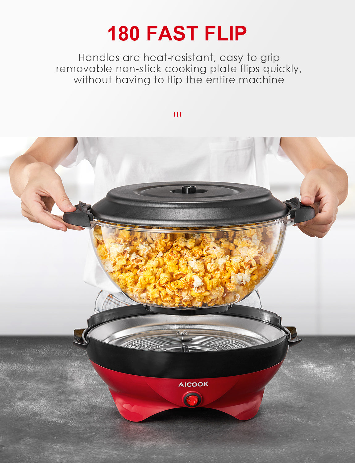 Aicook aparat popcorn 24 cupe incalzire rapida