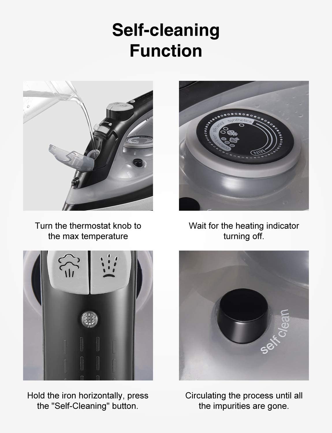 Aicook fier de calcat cu abur 1700W cu cablu retractabil