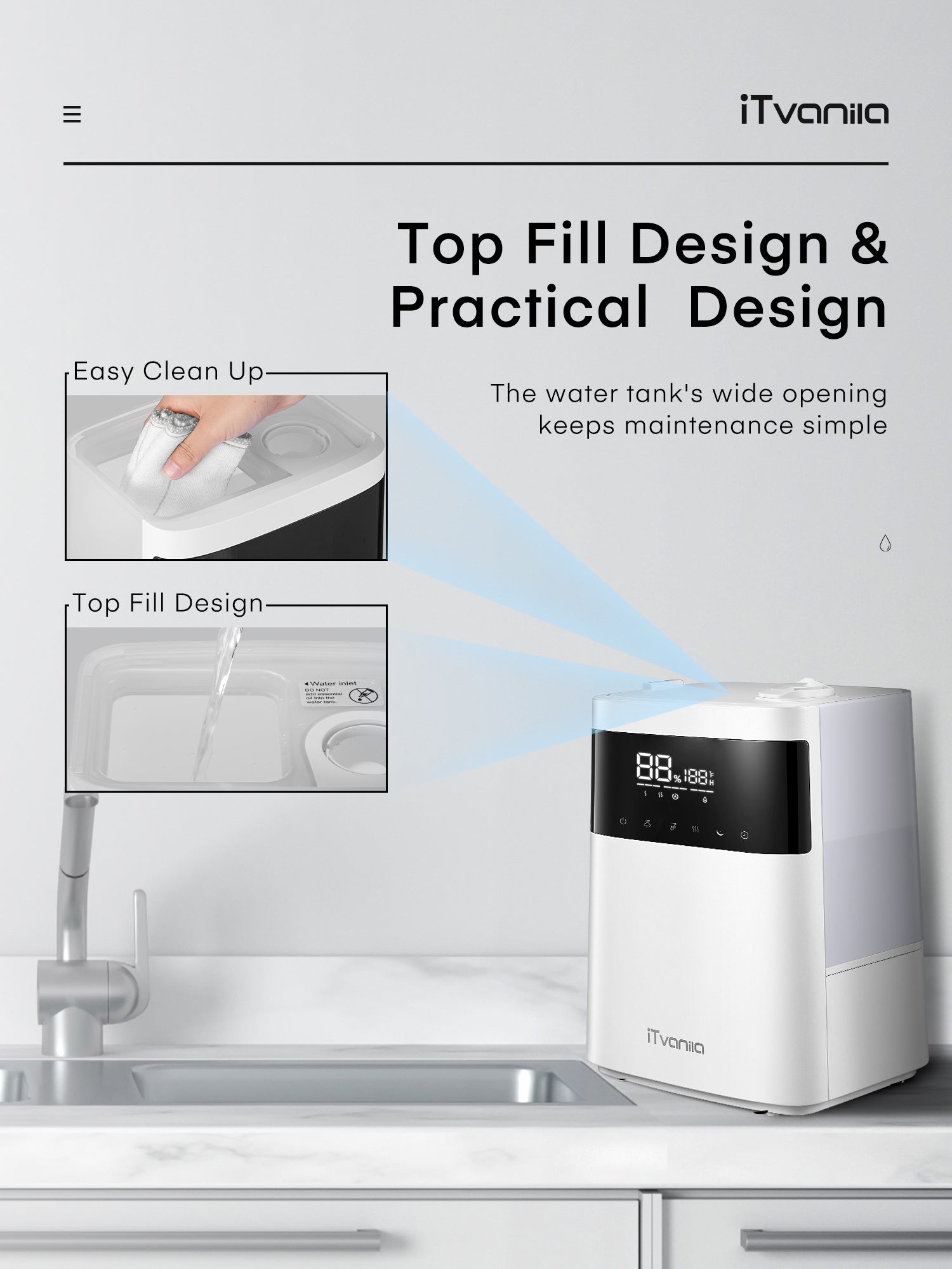 Aicook Umidificator 5.5L cald-rece top fill alb