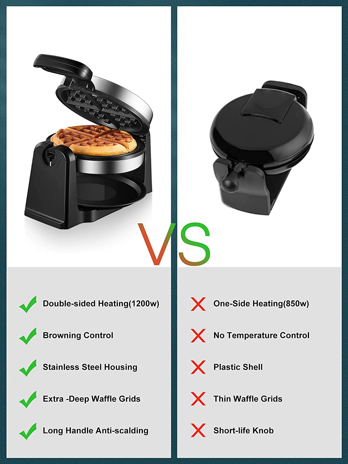 Aicook aparat vafe belgiene negru 1200W reglabil