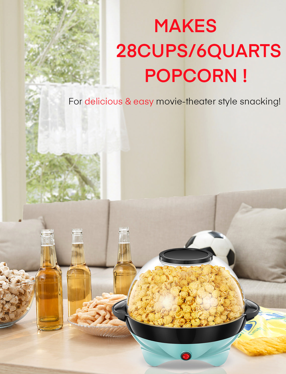 FOHER Mode906 aparat popcorn 6 QT 800W cu amestecare