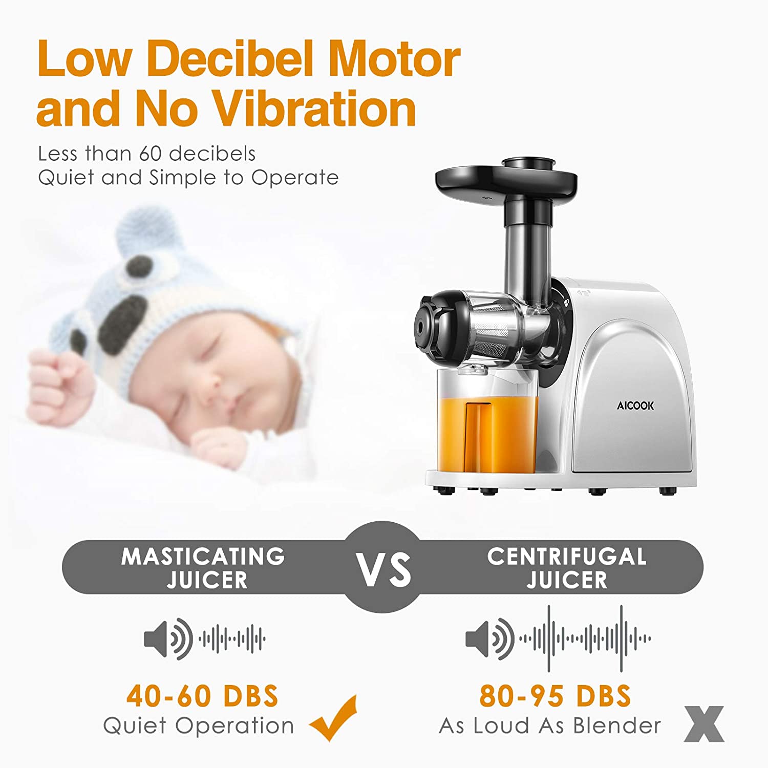 Aicook Storcator slow presare rece 80 RPM BPA-free