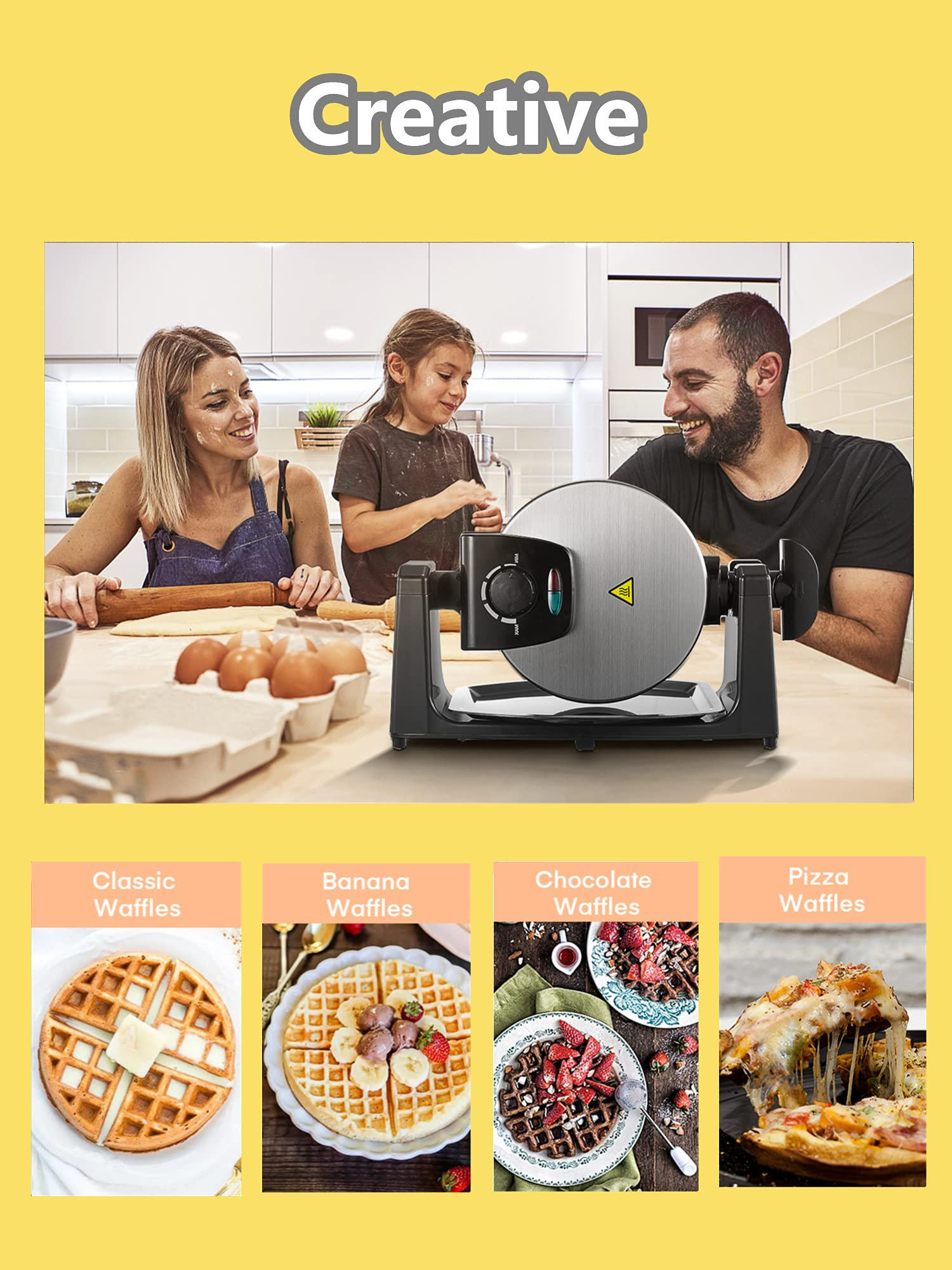Aicook Classic aparat vafe belgiene rotativ 1100W