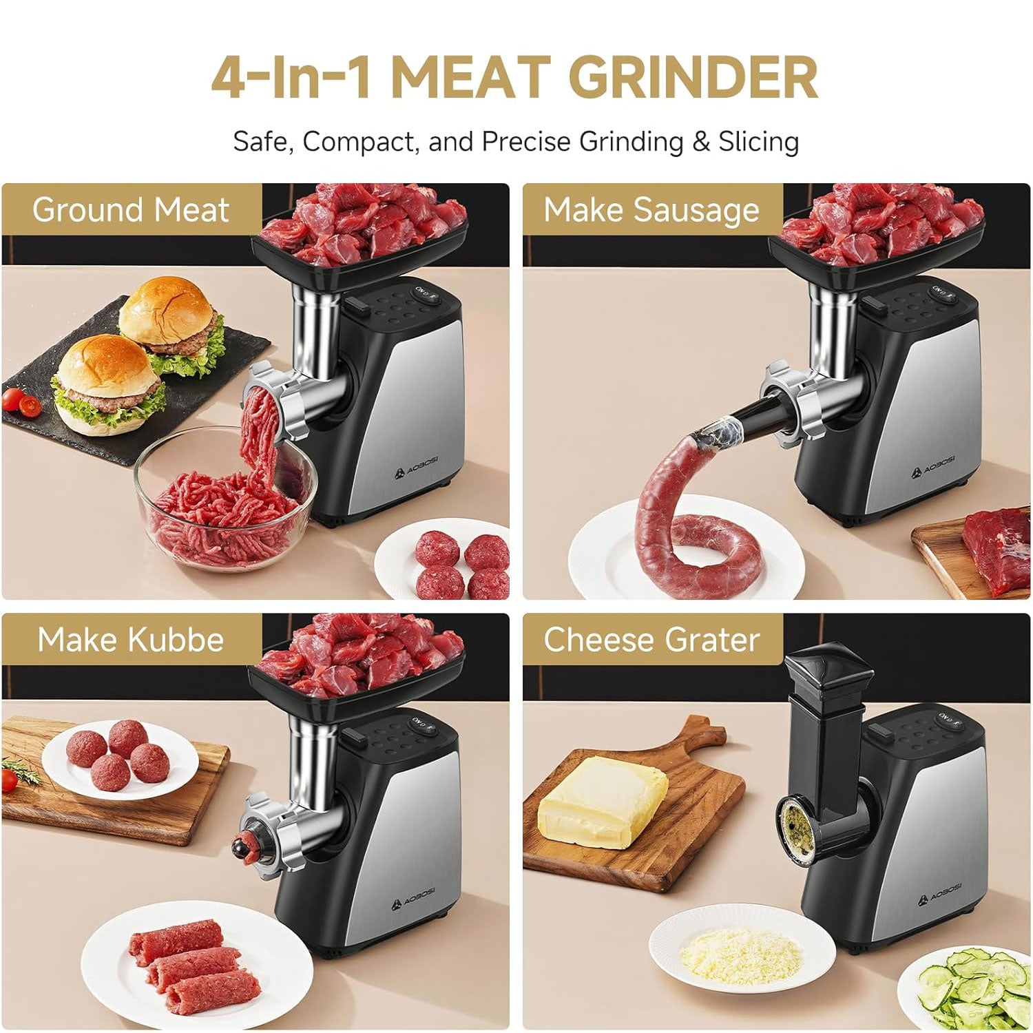 Aobosi 4-in-1 masina de tocat carne 2800W max