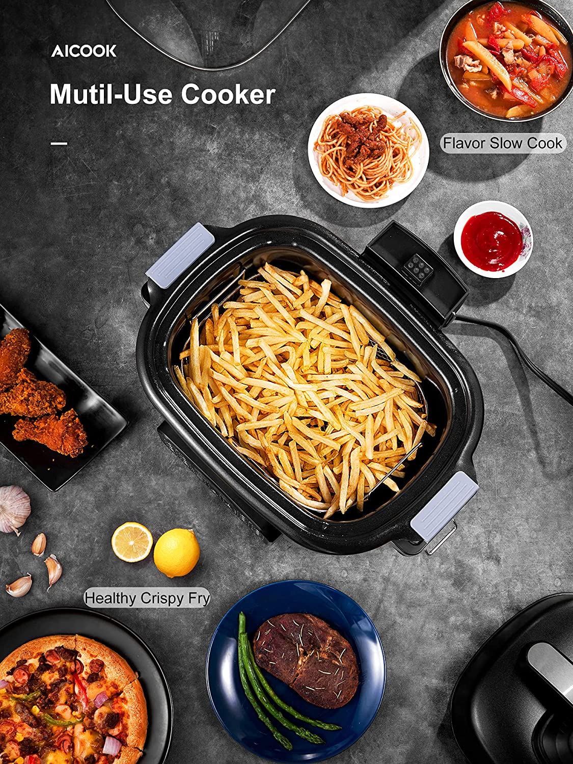 Kealive 12-in-1 multicooker 6,5L slow cooker + air fryer