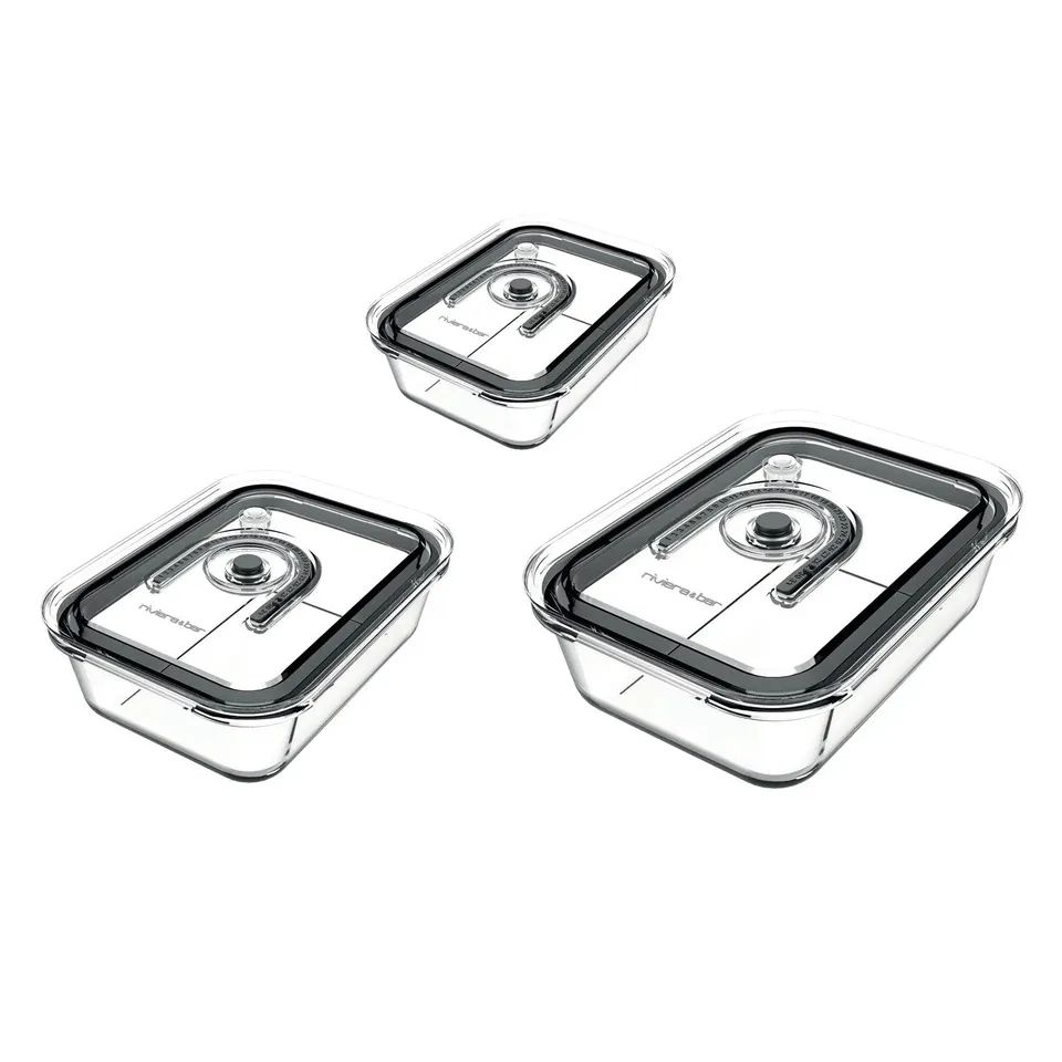 Riviera & Bar Set 3 Cutii Vidat Sticla Conservare