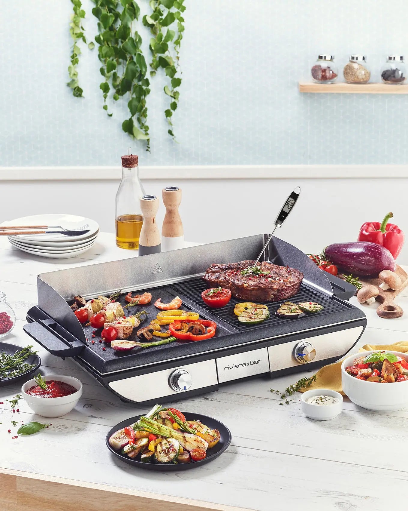 Riviera & Bar Plancha-Gril Precision gratar electric 2 zone 8-10 persoane