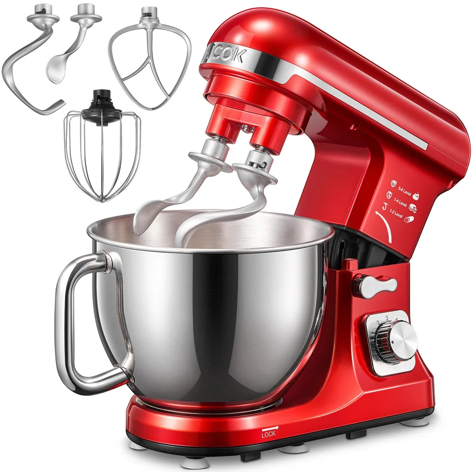 Aicok 5.5QT mixer planetar cu bol rosu 500W