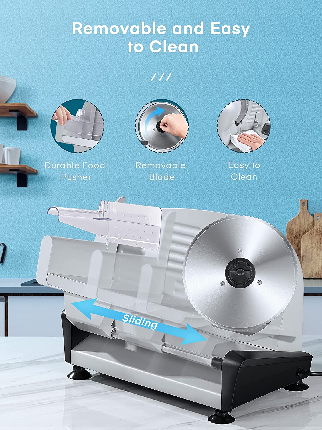 Aicook feliator electric alimente lamă 19 cm argintiu