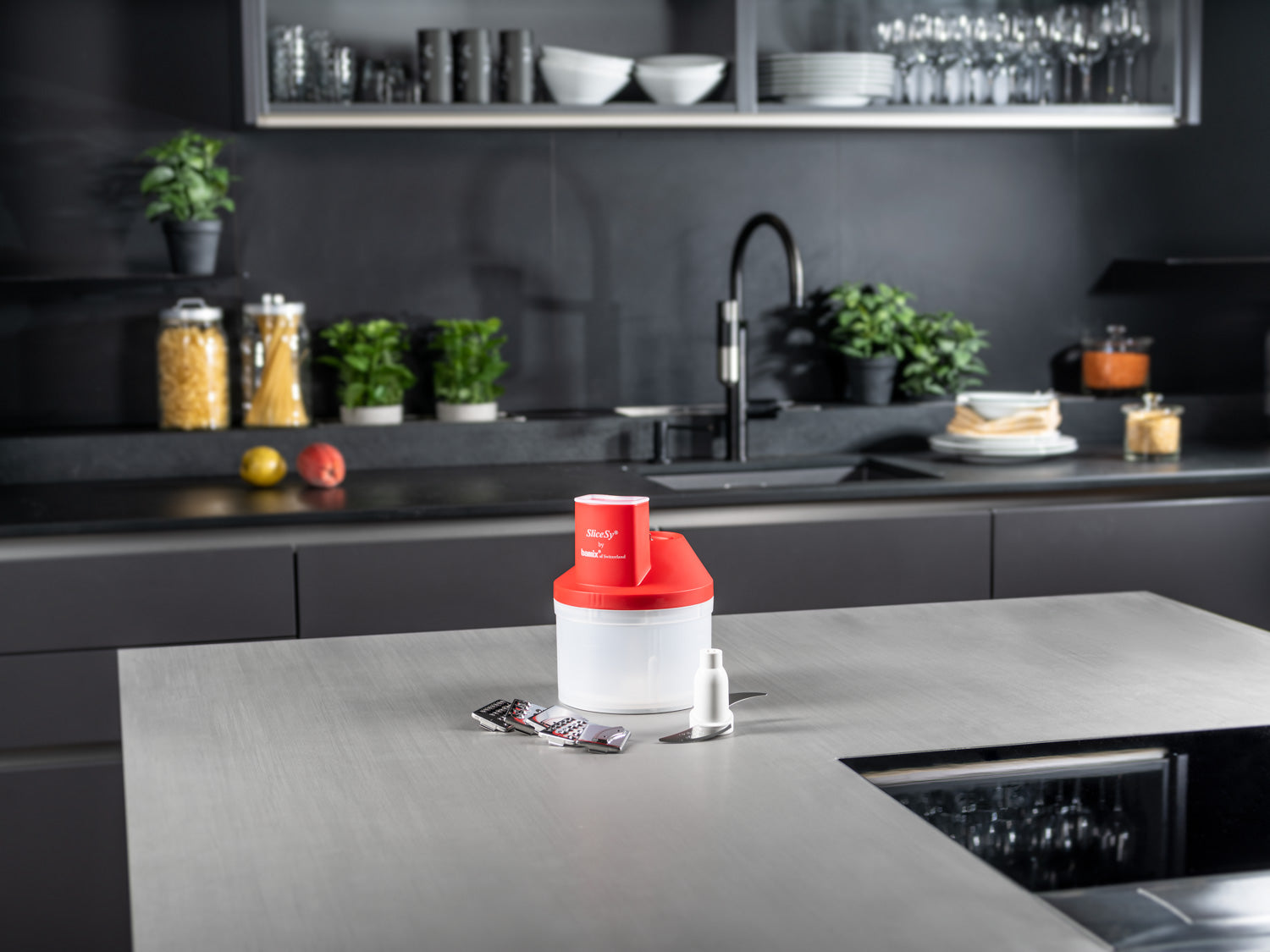 Bamix SliceSy accesoriu robot blender gri-deschis