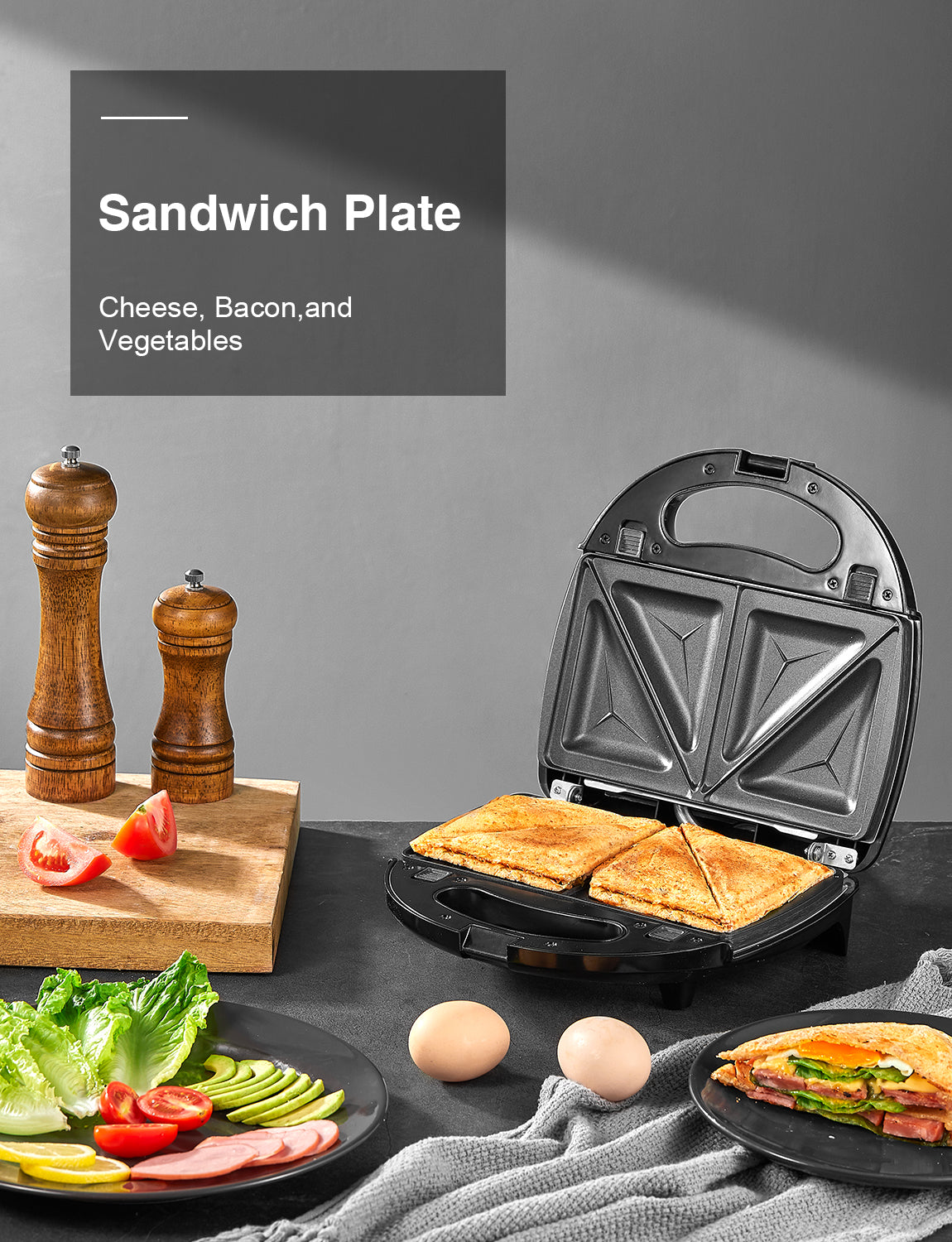 Aicok Aparat sandwich 3 in 1 vafe grill 750W