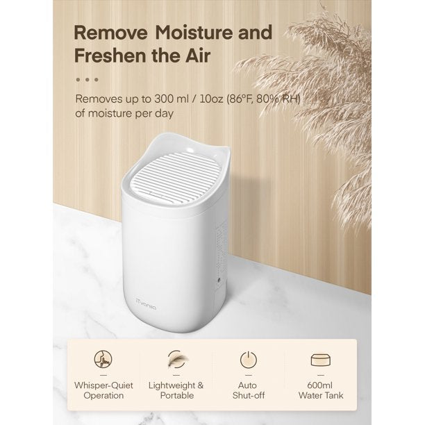 iTvanila Mini dezumidificator electric 600 ml alb