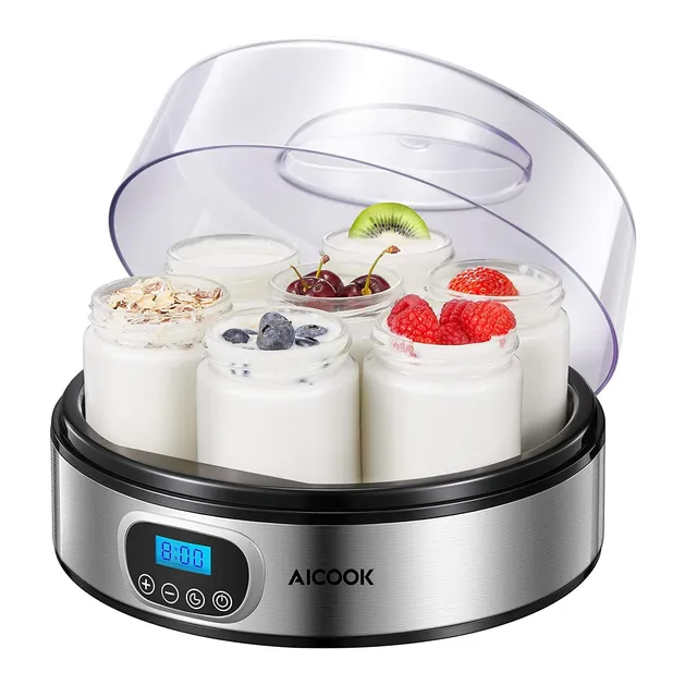 Aicook aparat iaurt digital EP2305 inox 7 borcane