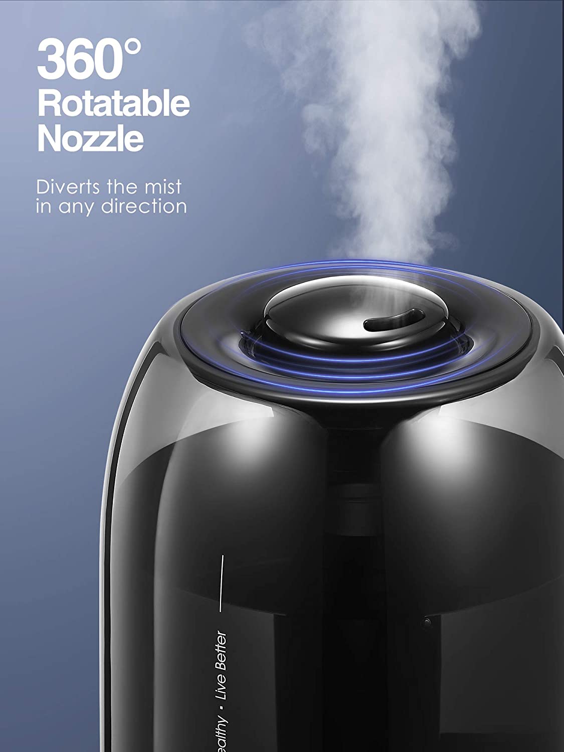 iTvanila Umidificator Cameră 2.7L Negru Silențios 30h