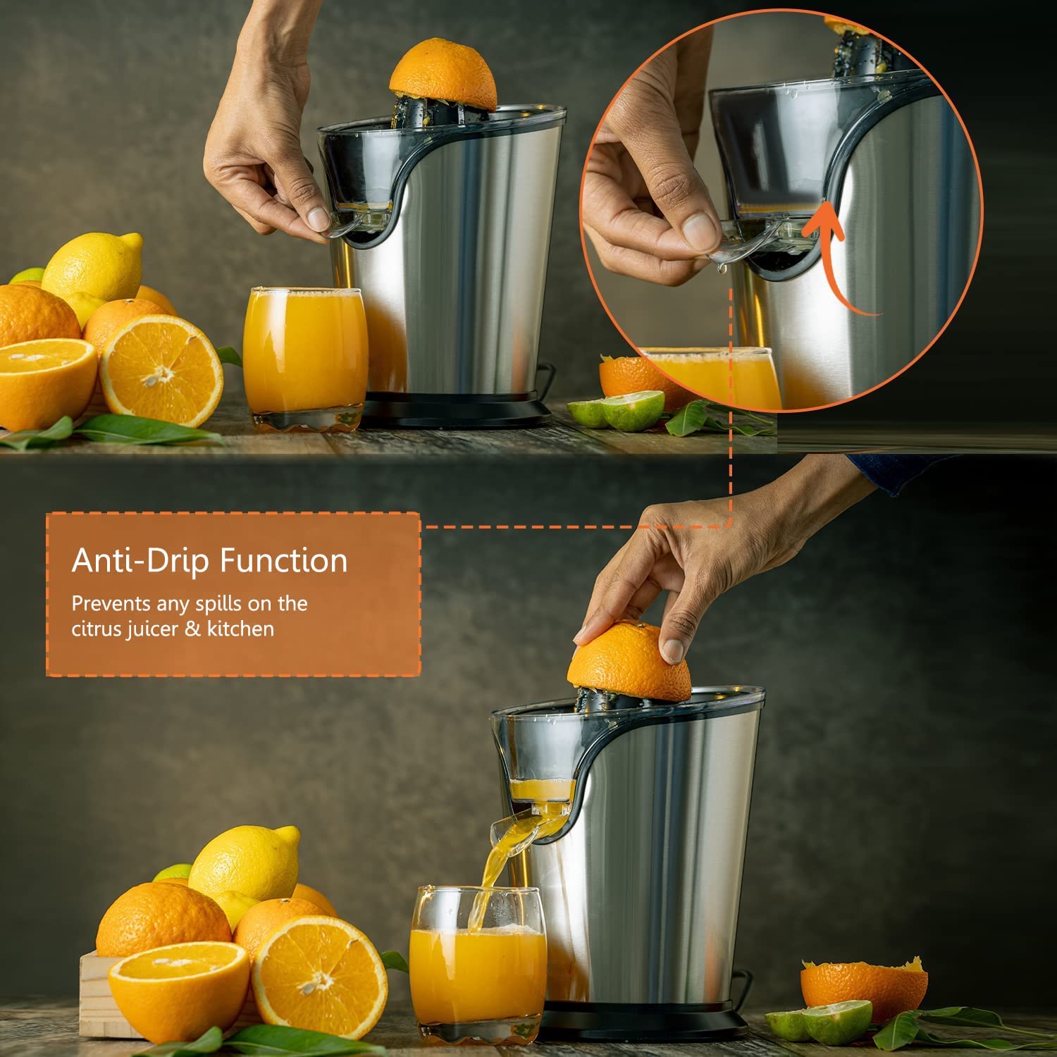 Aicok storcator citrice electric inox 2 conuri