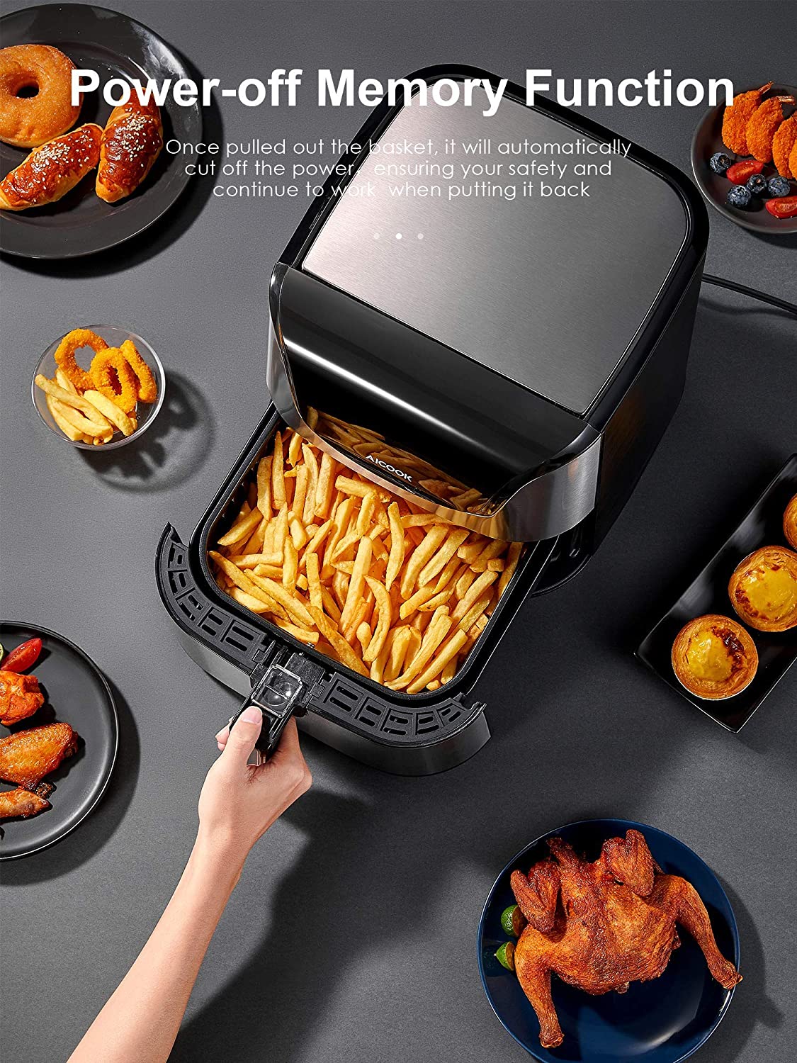 Aicook 5.8QT friteuza cu aer cald 5,5L antiaderenta