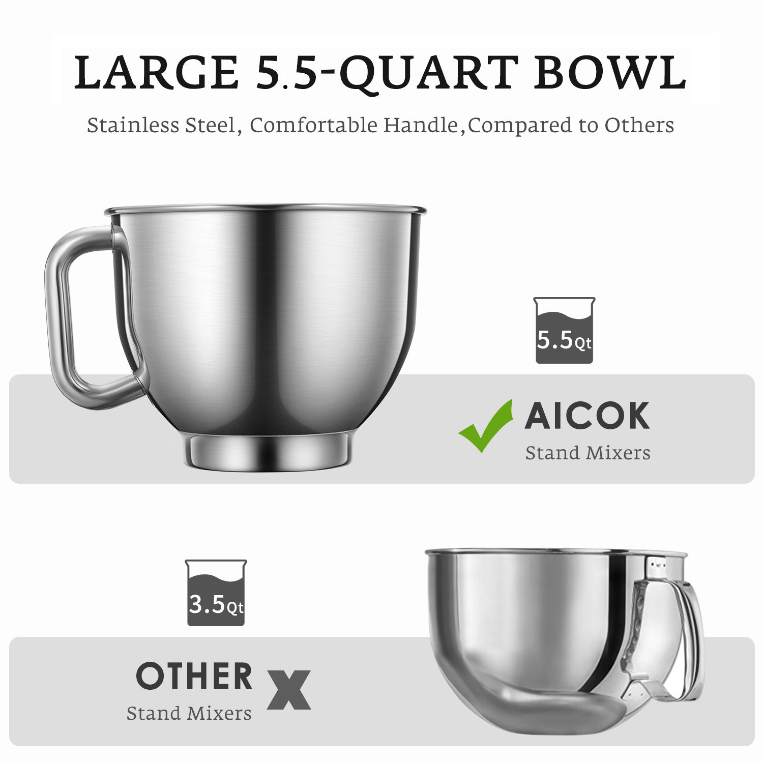 Aicok mixer planetar 5,5Qt negru 6 viteze 1000W