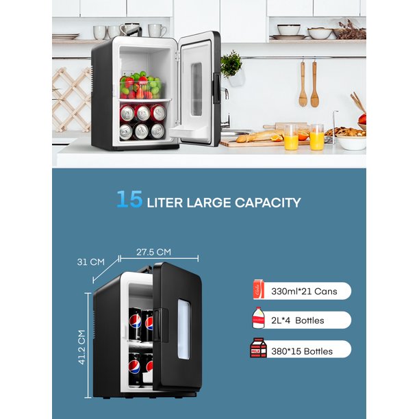 Kealive minifrigider 15L negru racire si incalzire 21 doze