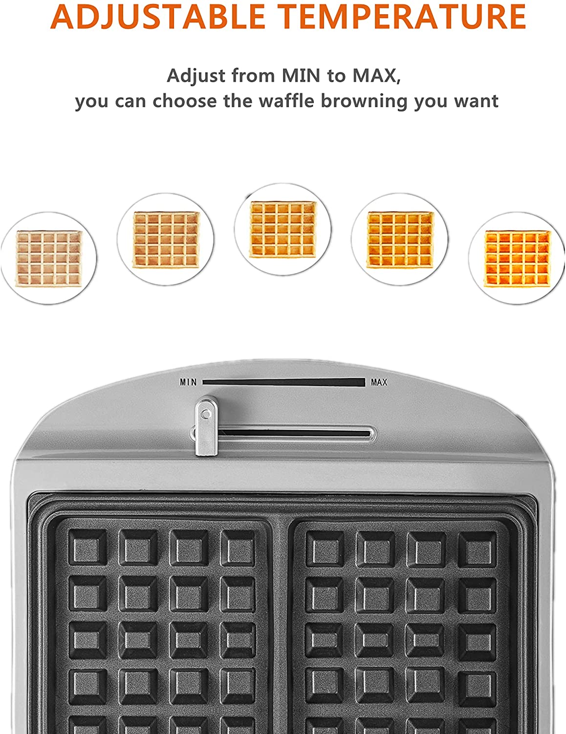 Aicook aparat vafe belgiene 2 felii 1000W argintiu