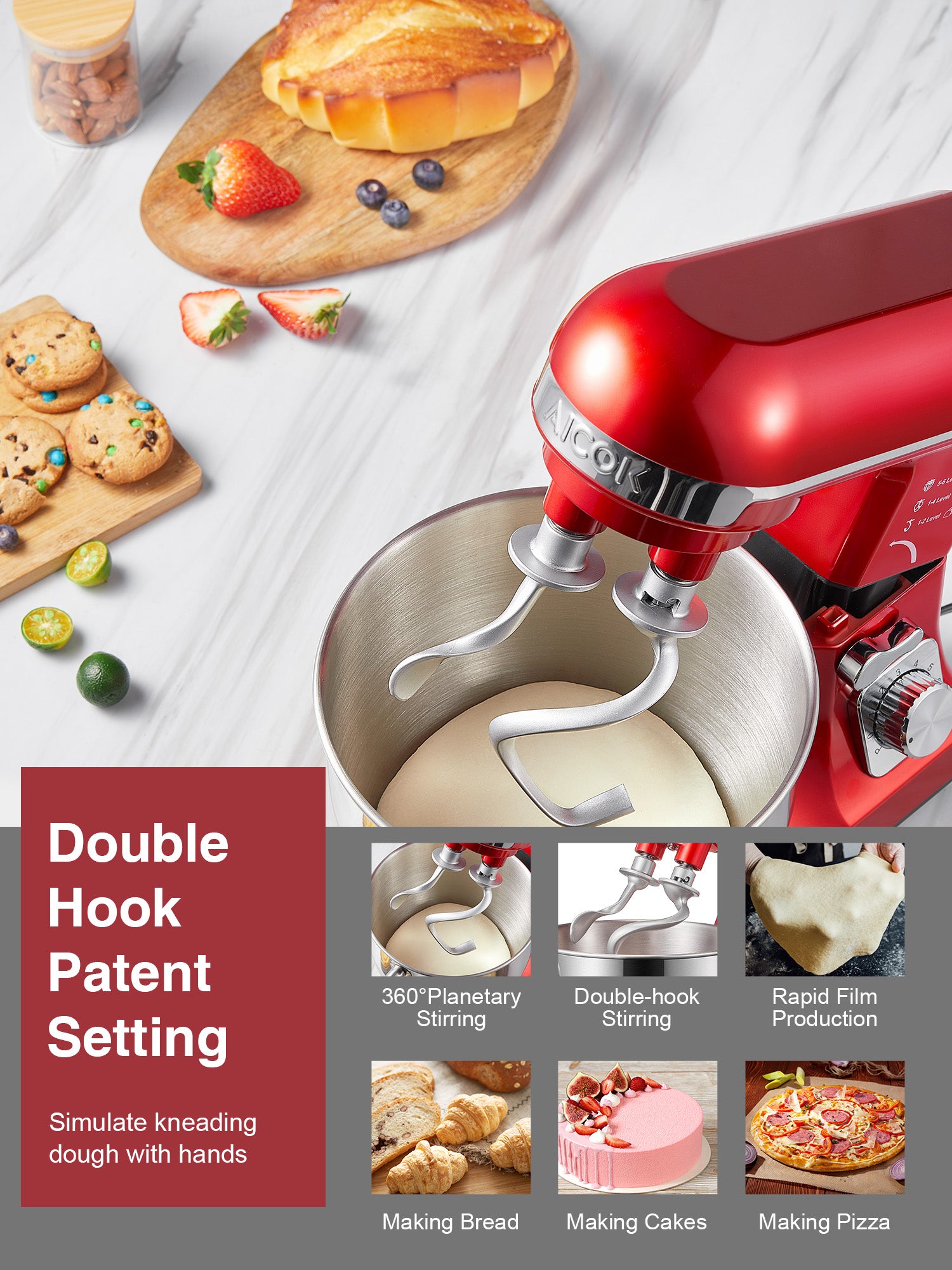 Aicook Stand Mixer robot bucatarie stativ negru
