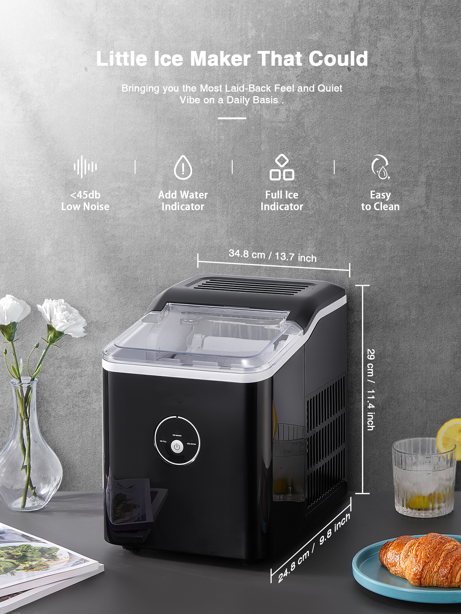 Aicook aparat gheață blat 2L negru 28lbs/24h