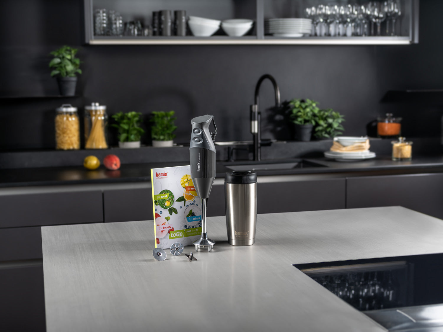 Bamix toGo blender vertical lime 200W cu cana