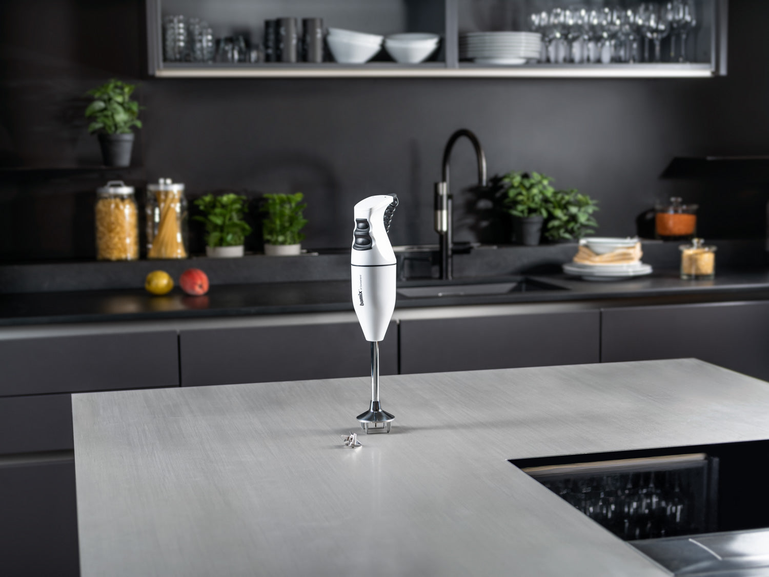 Bamix Classic blender vertical alb 140W cu lama