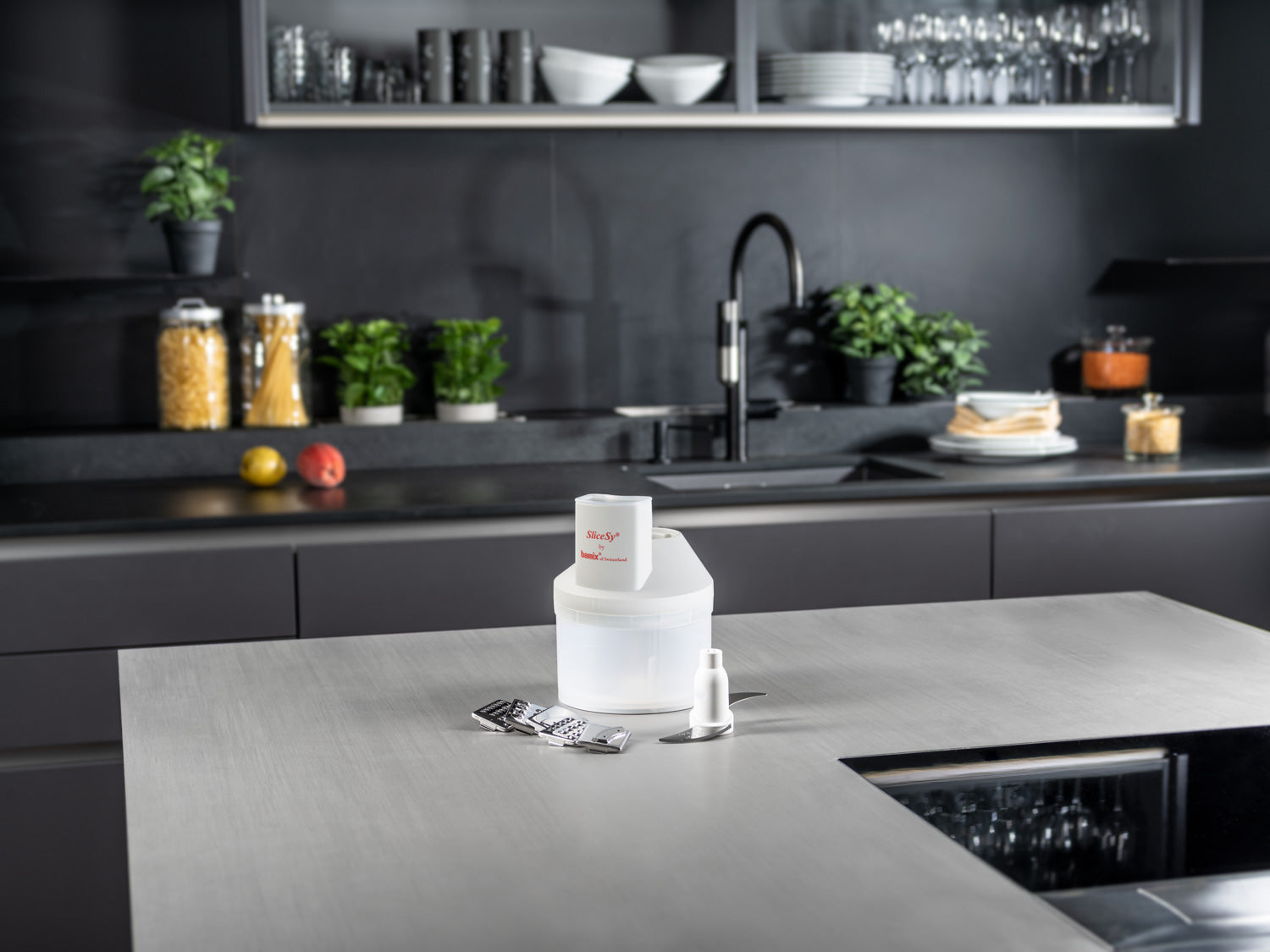 Bamix SliceSy accesoriu robot blender gri-deschis