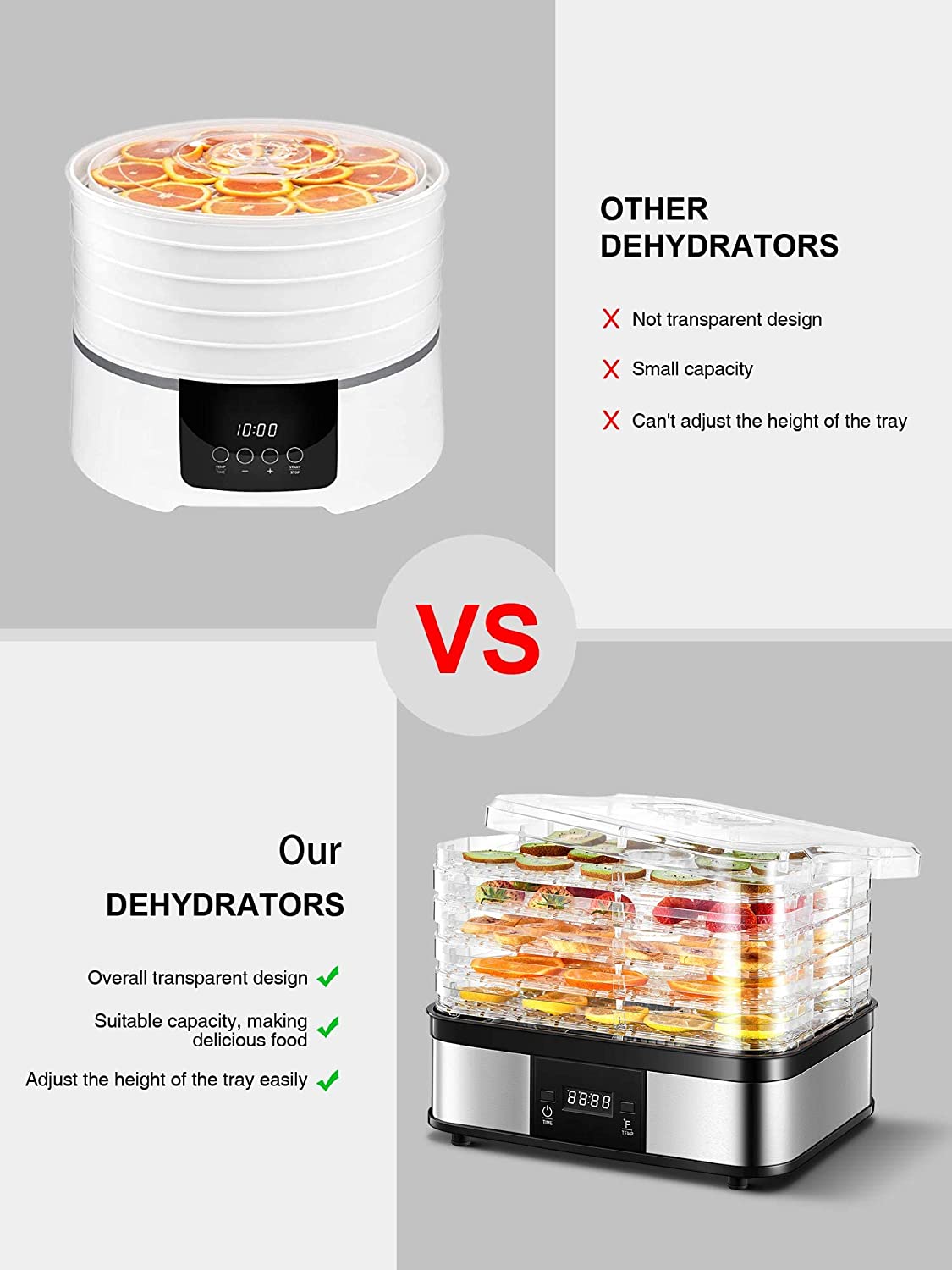 Aicook Deshidrator fructe 5 tavi digital 35-70°C