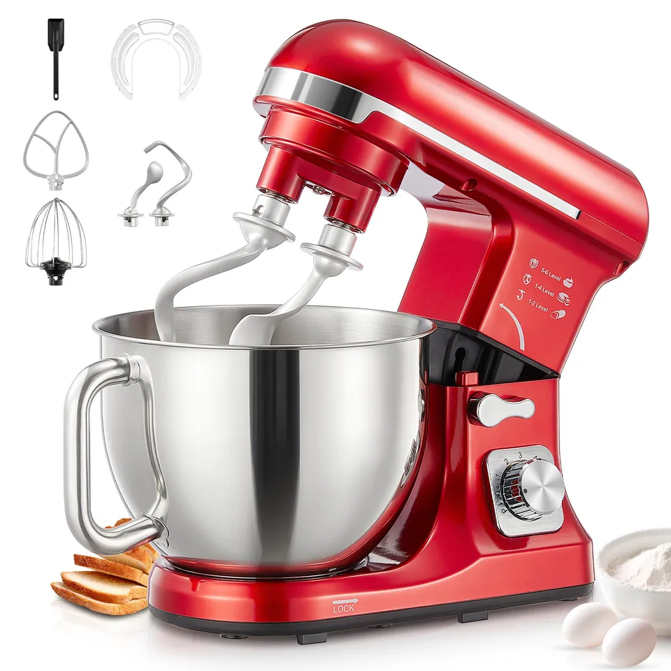 FOHERE 3-în-1 mixer stativ 5,5 QT roșu 6 viteze