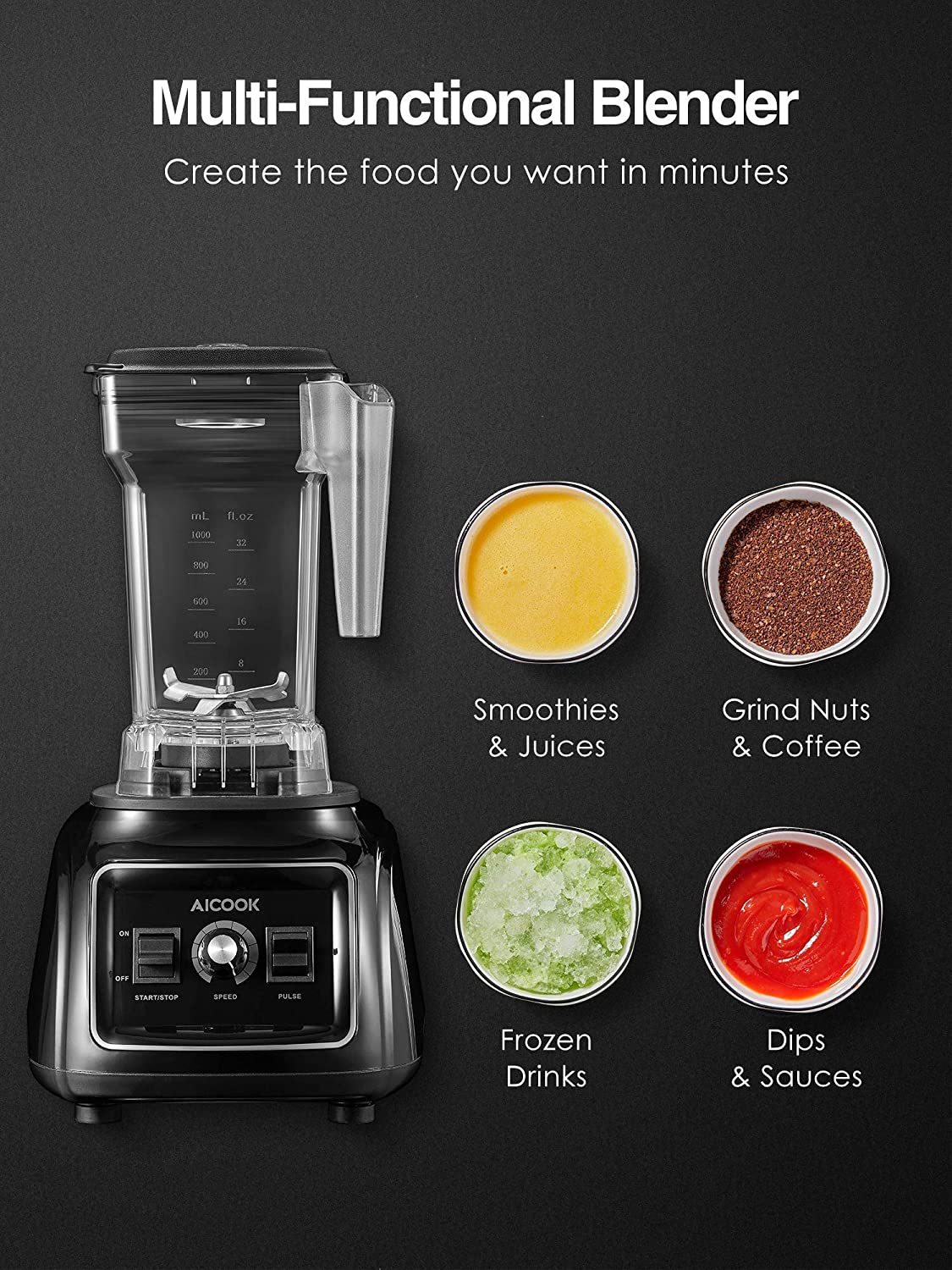 Kealive 11-Speed Control blender smoothie negru 11 viteze