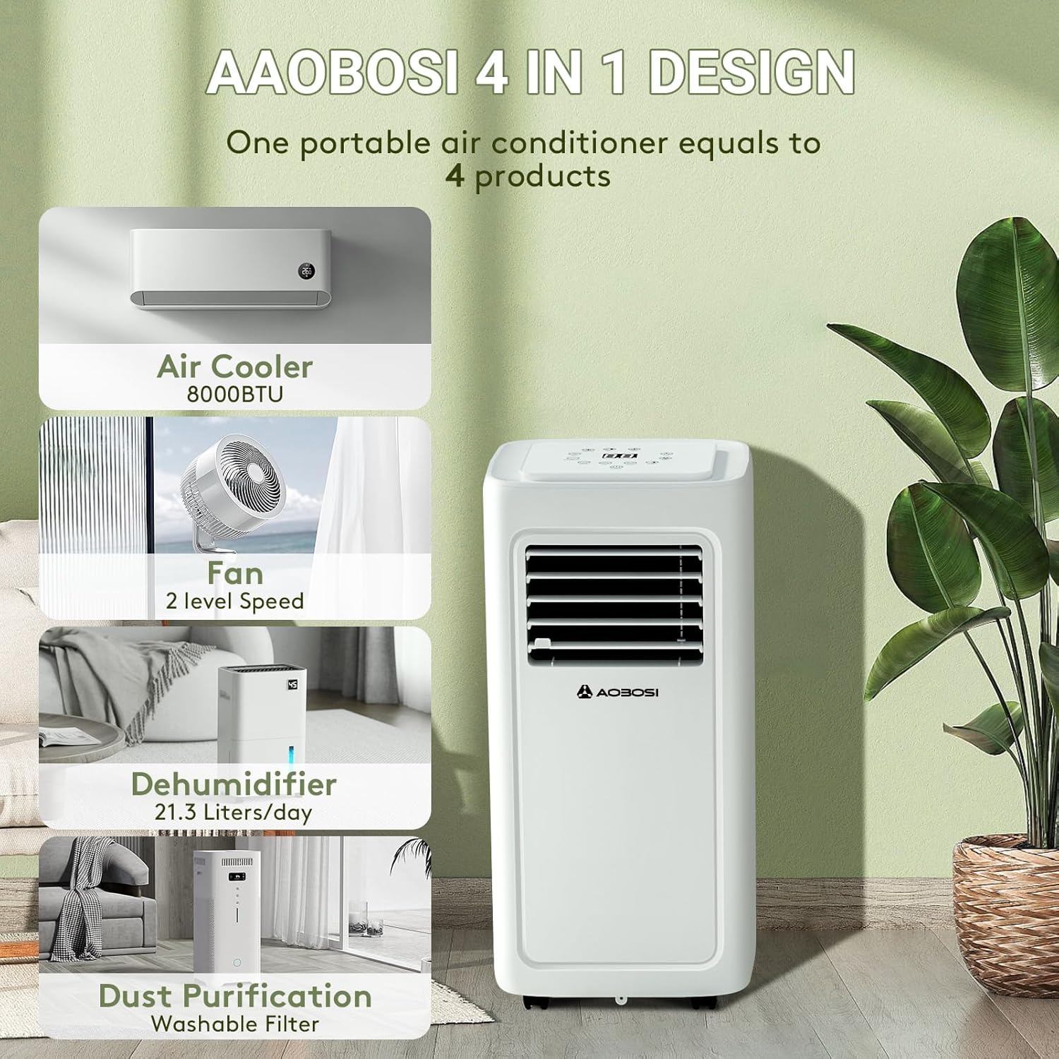 Aobosi 8000 BTU aparat aer conditionat portabil 4 in 1